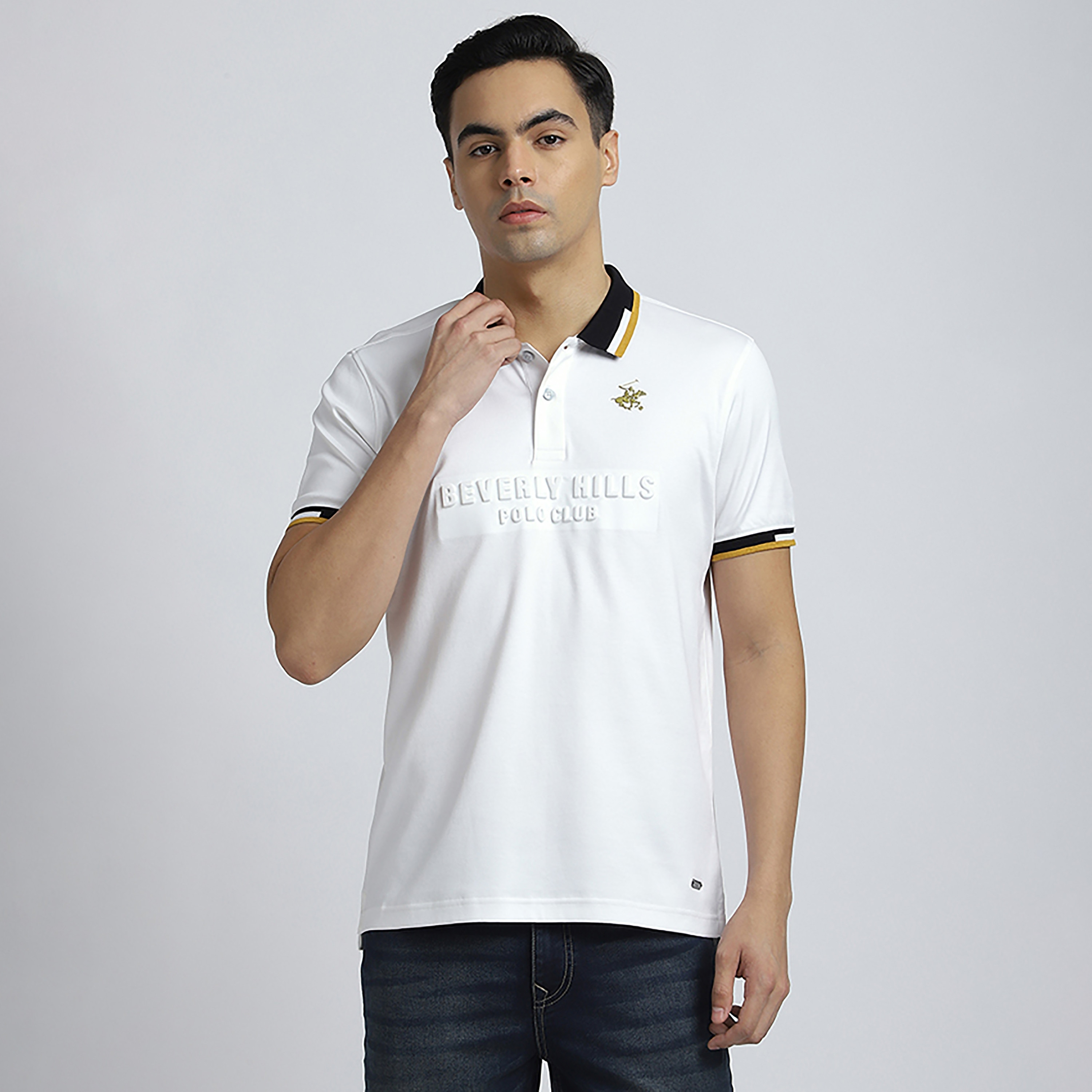 Beverly Hills Polo Club Embossed Logo Collared Short Sleeves Men's Polo T-Shirt-men-clothing-tshirtsandpolos-polos-image-5