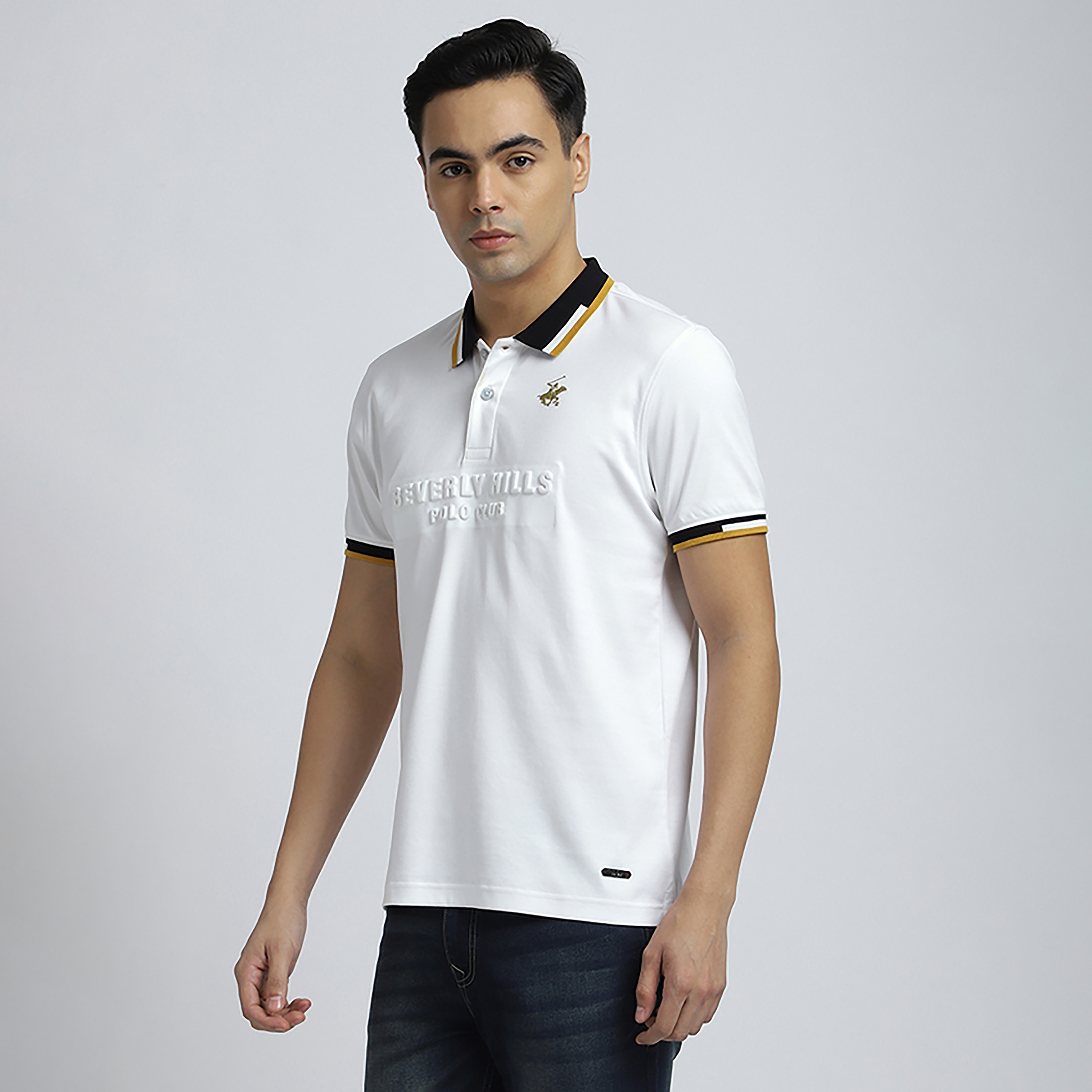 Beverly Hills Polo Club Embossed Logo Collared Short Sleeves Men's Polo T-Shirt-men-clothing-tshirtsandpolos-polos-image-2