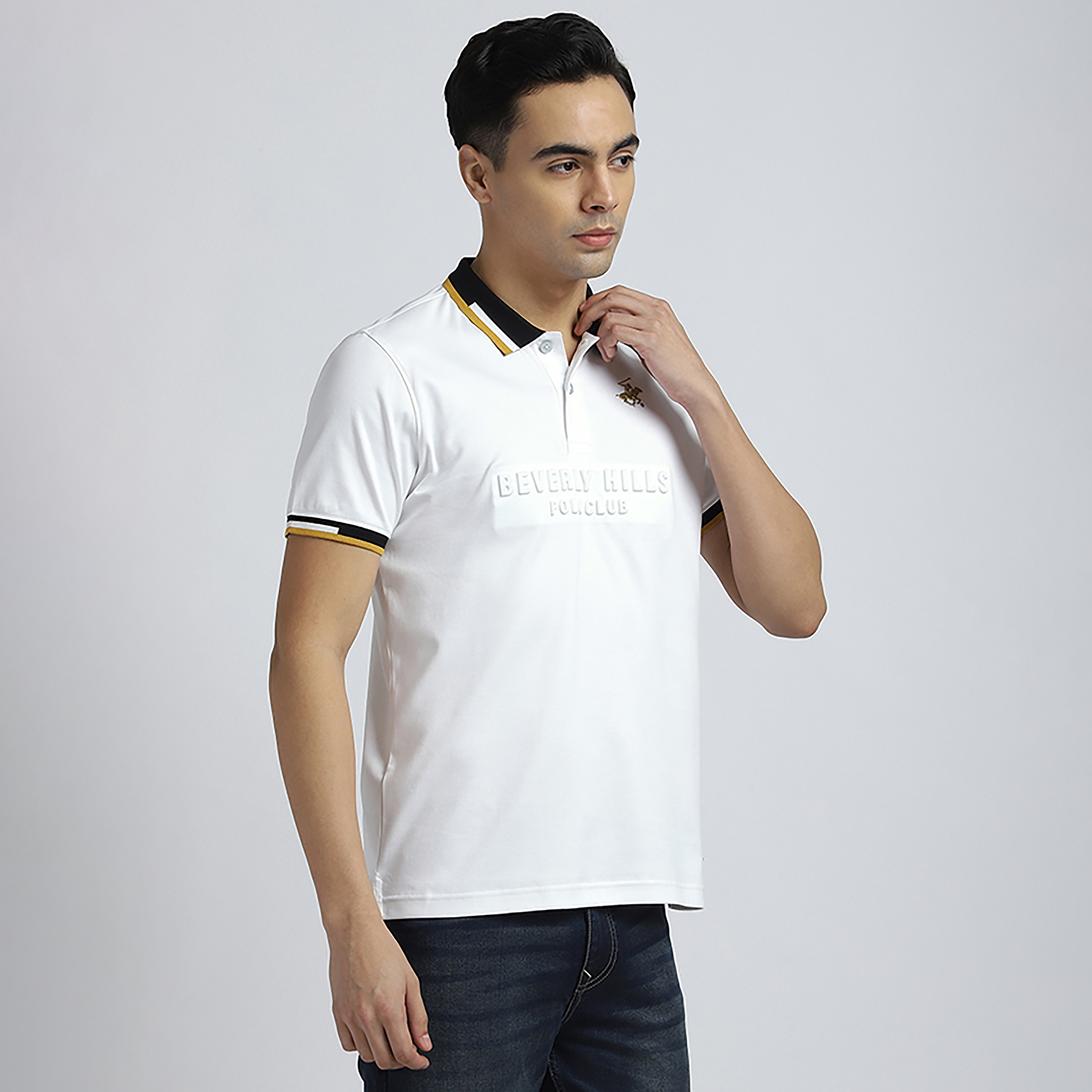 Beverly Hills Polo Club Embossed Logo Collared Short Sleeves Men's Polo T-Shirt-men-clothing-tshirtsandpolos-polos-image-3