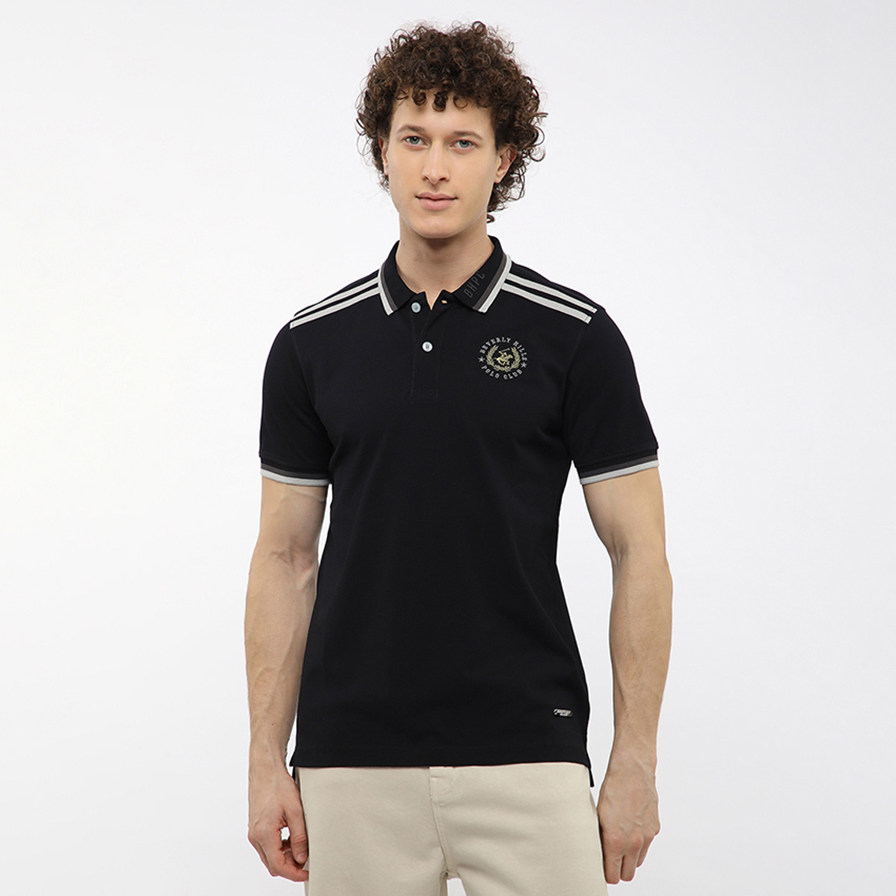 تي شيرت بولو رجالي سادة بأكمام قصيرة وياقة من بيفرلي هيلز بولو كلوب-men-clothing-tshirtsandpolos-polos-image-1