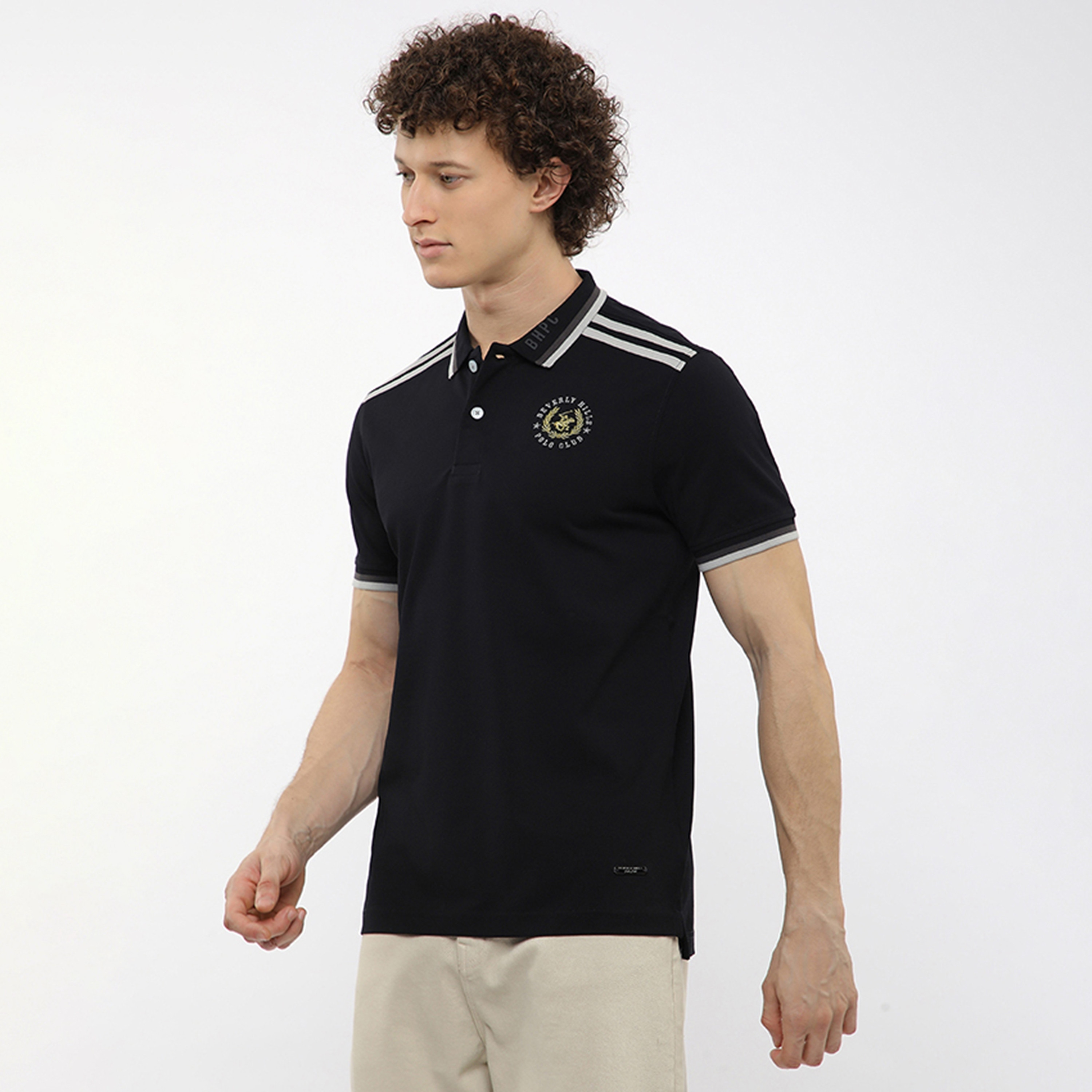 تي شيرت بولو رجالي سادة بأكمام قصيرة وياقة من بيفرلي هيلز بولو كلوب-men-clothing-tshirtsandpolos-polos-image-2