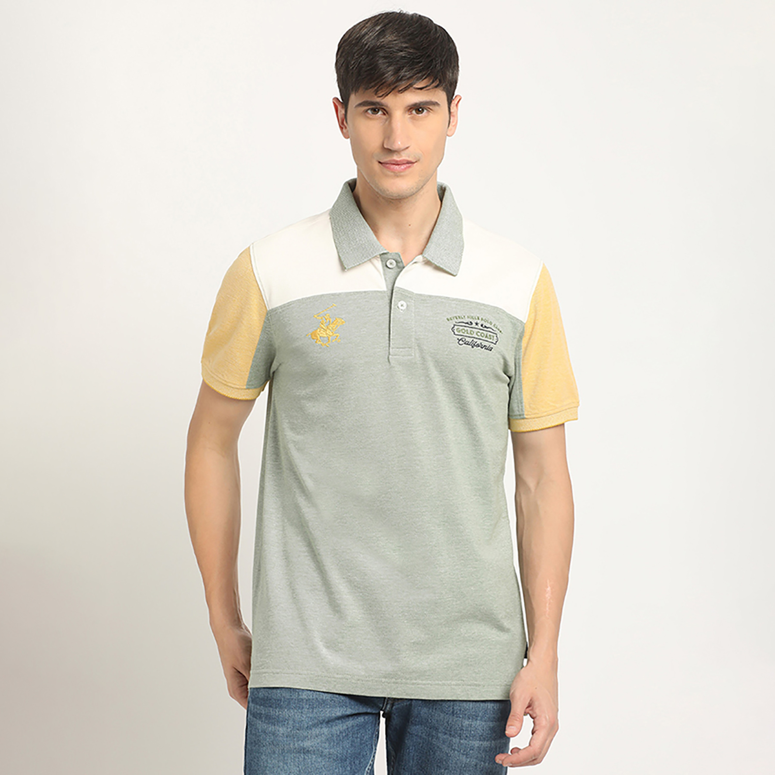 تي شيرت بولو من بيفرلي هيلز بولو كلوب بياقة وأكمام قصيرة مع كولور بلوك-men-clothing-tshirtsandpolos-polos-image-1