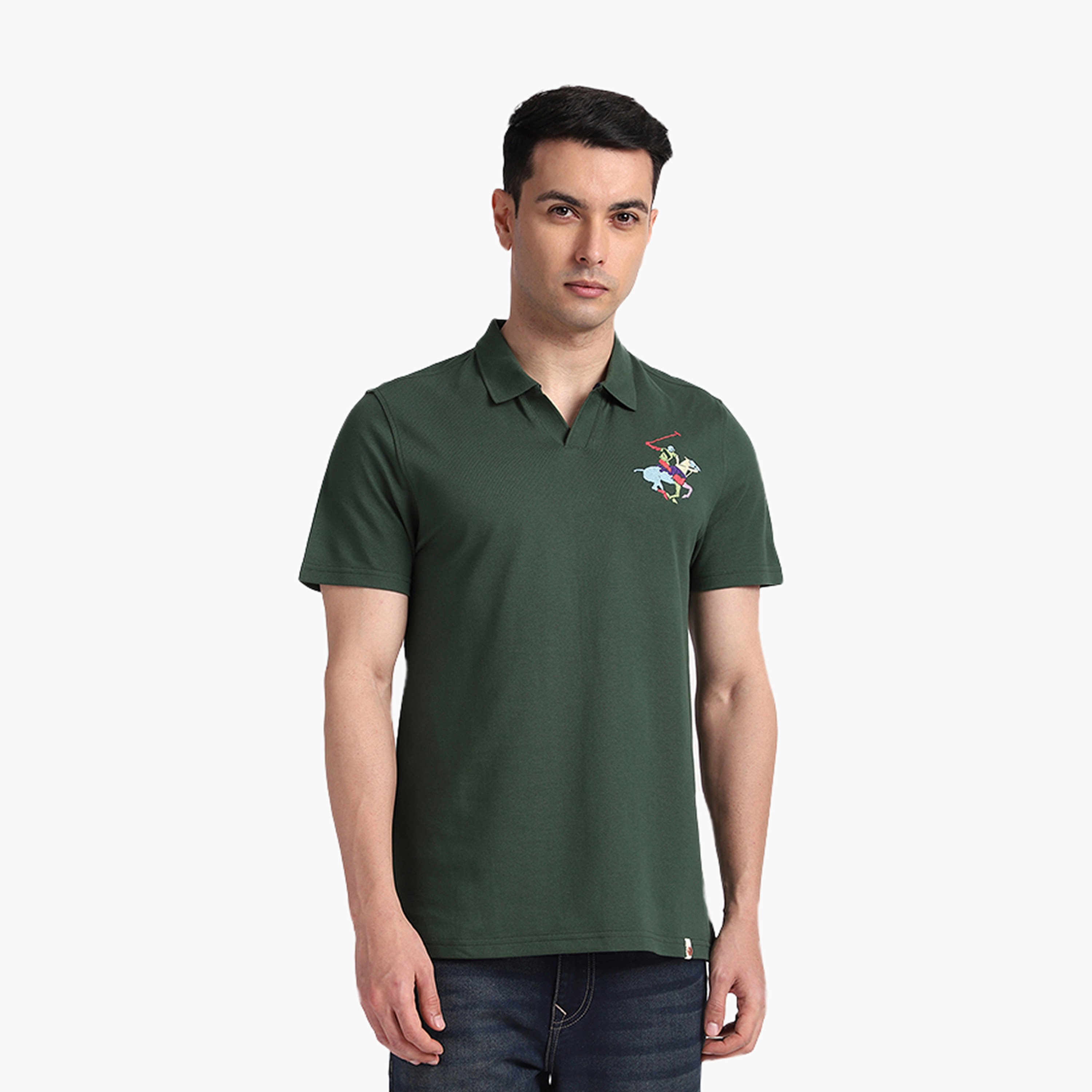 Beverly Hills Polo Club Plain Johny Collar Short Sleeves Men's Polo T-Shirt-men-clothing-tshirtsandpolos-polos-image-1
