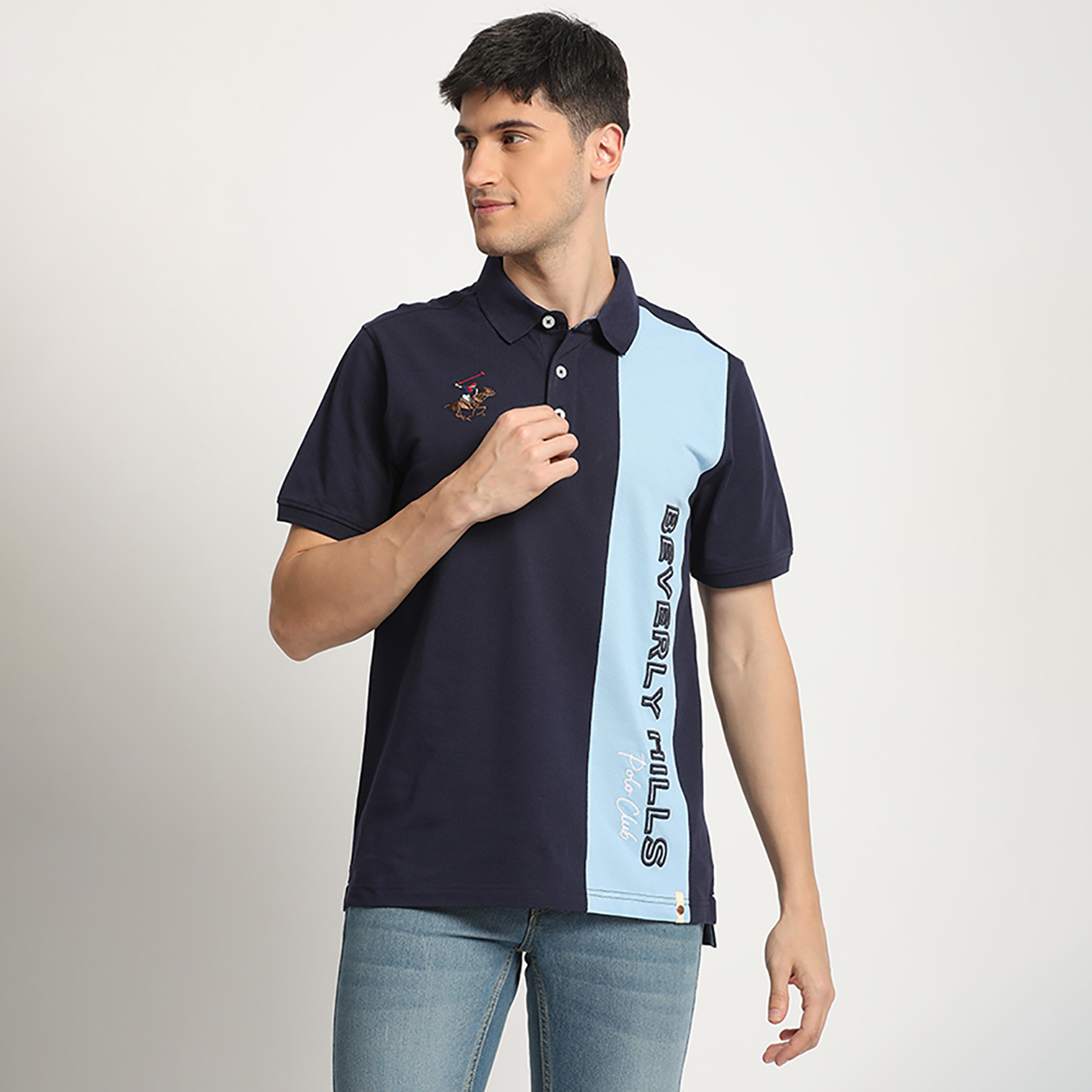 تي شيرت بولو من بيفرلي هيلز بولو كلوب بياقة وأكمام قصيرة مع كولور بلوك-men-clothing-tshirtsandpolos-polos-image-1