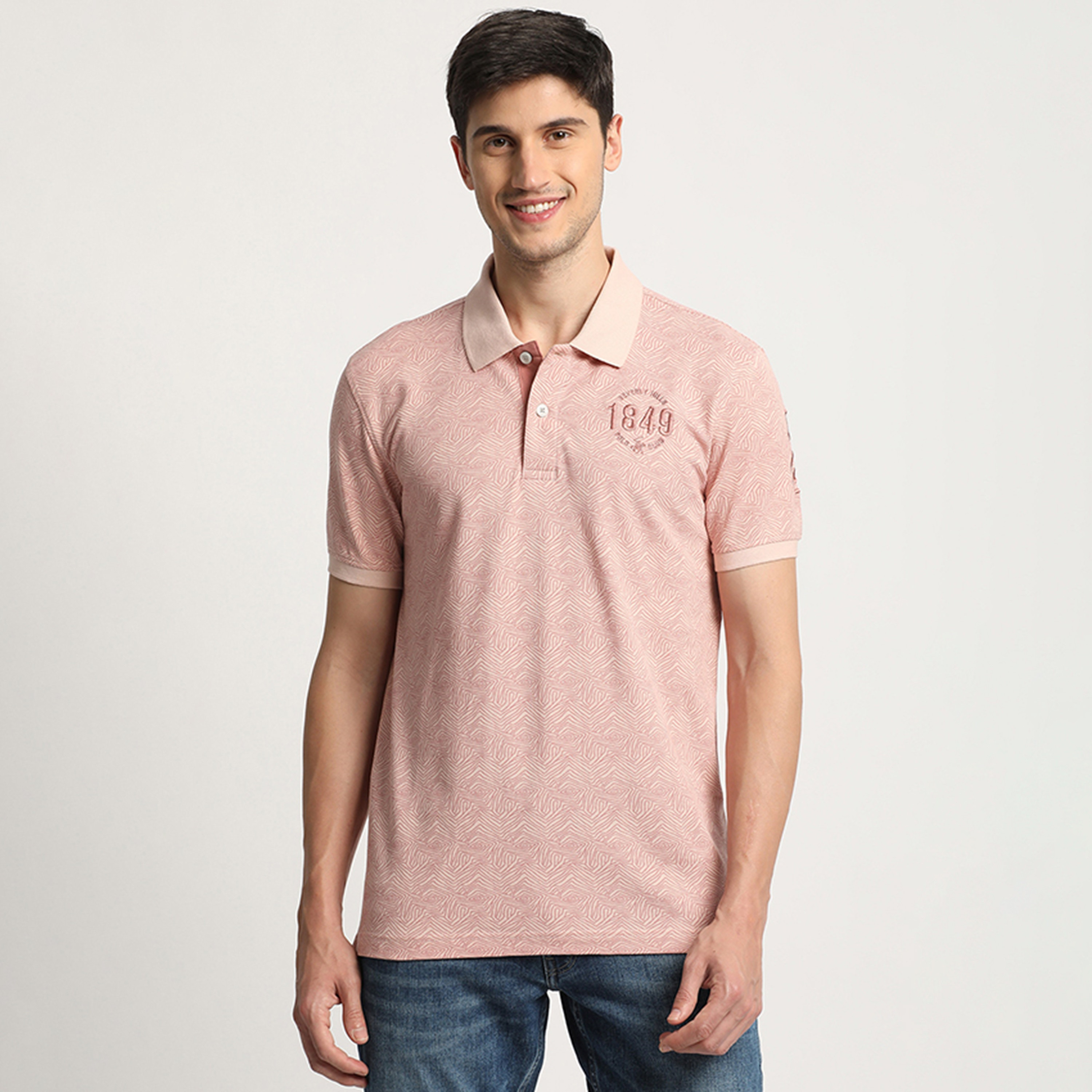 تي شيرت بولو رجالي بأكمام قصيرة وياقة مطبوعة من بيفرلي هيلز بولو كلوب-men-clothing-tshirtsandpolos-polos-image-1