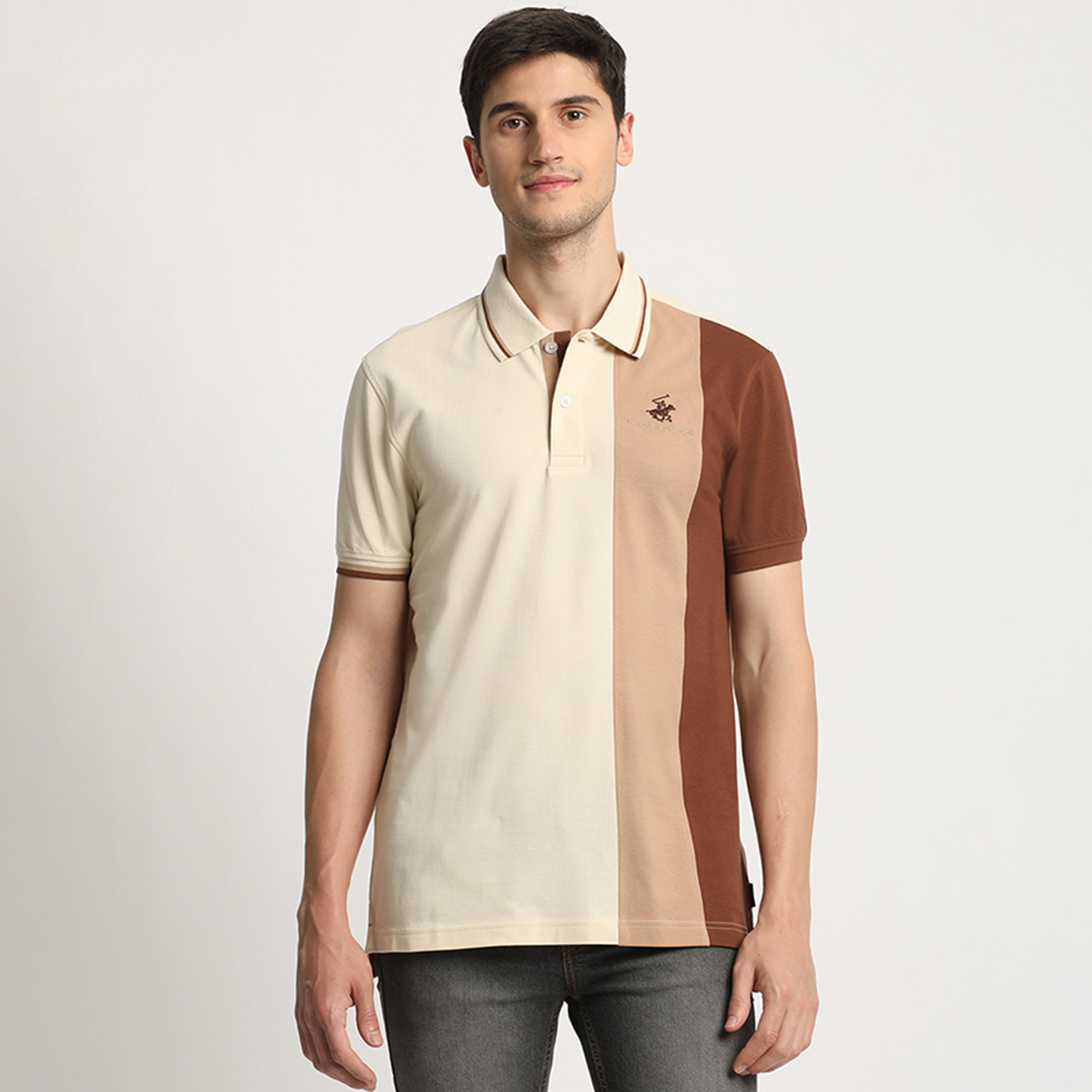 Beverly Hills Polo Club Color-Blocked Collared Short Sleeves Men's Polo T-Shirt-men-clothing-tshirtsandpolos-polos-image-1