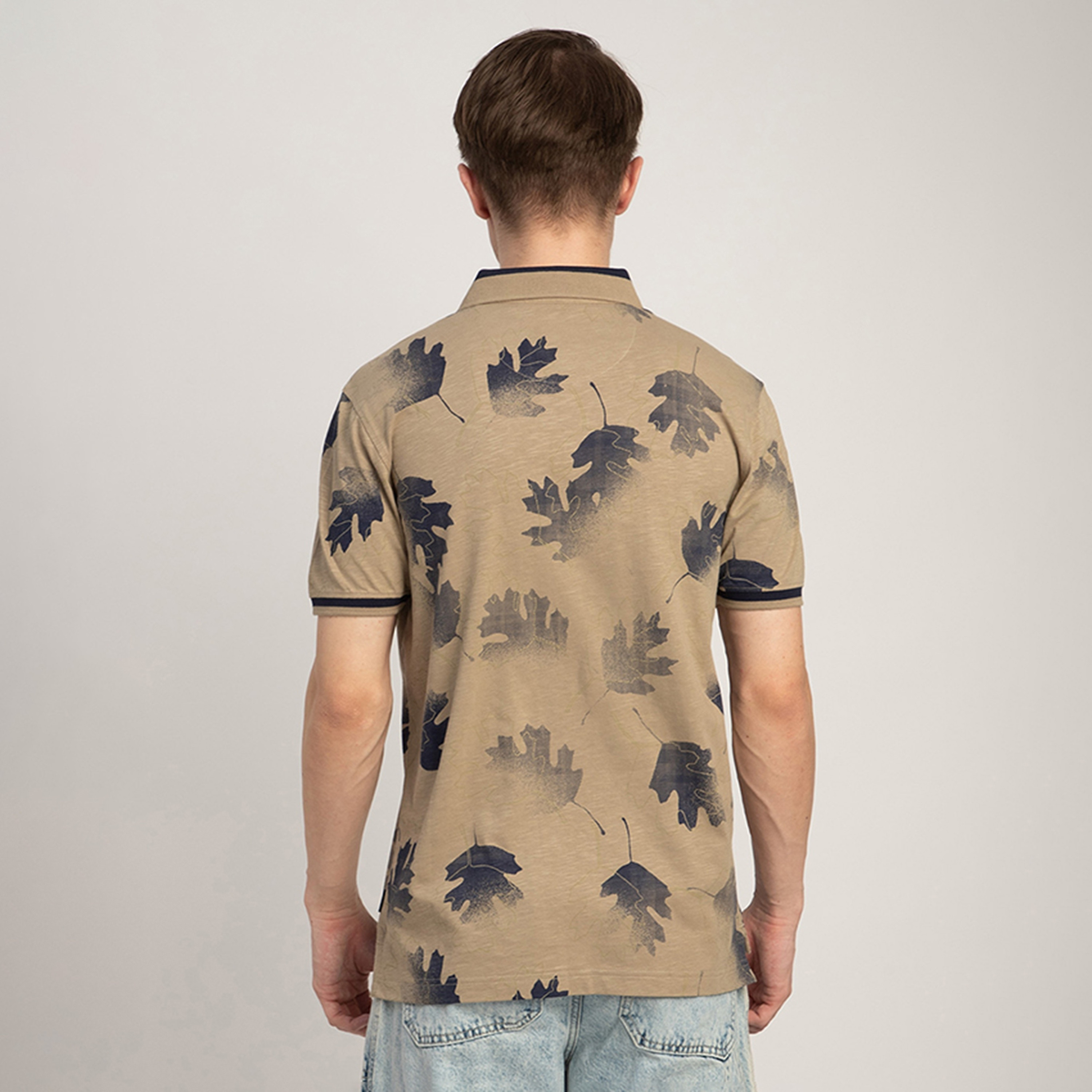 Beverly Hills Polo Club Leaf Print Collared Short Sleeves Men's Polo T-Shirt-men-clothing-tshirtsandpolos-polos-image-4