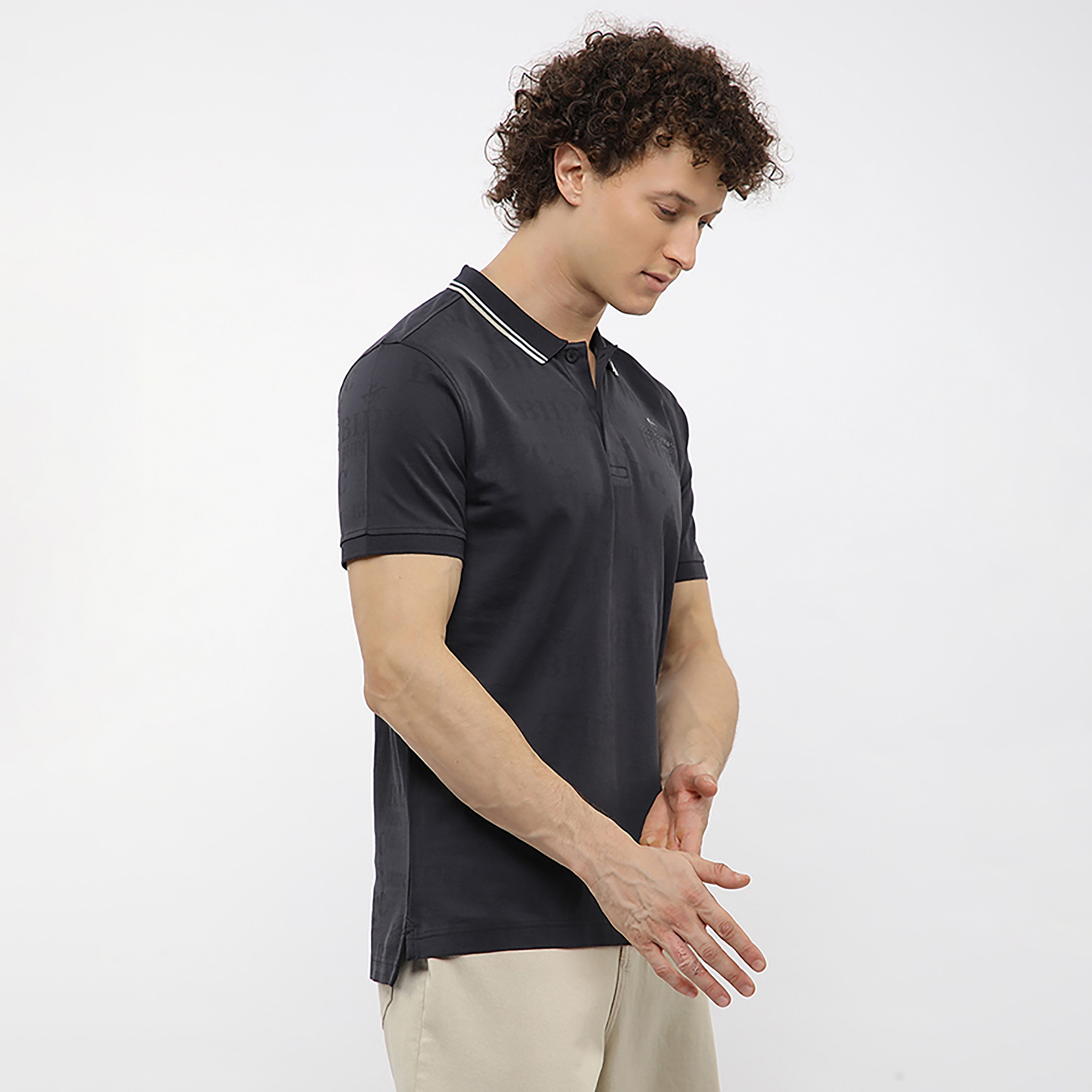 تيشيرت بولو رجالي بشعار جاكار بياقة مطوية وأكمام قصيرة من بيفرلي هيلز بولو كلوب-men-clothing-tshirtsandpolos-polos-image-3
