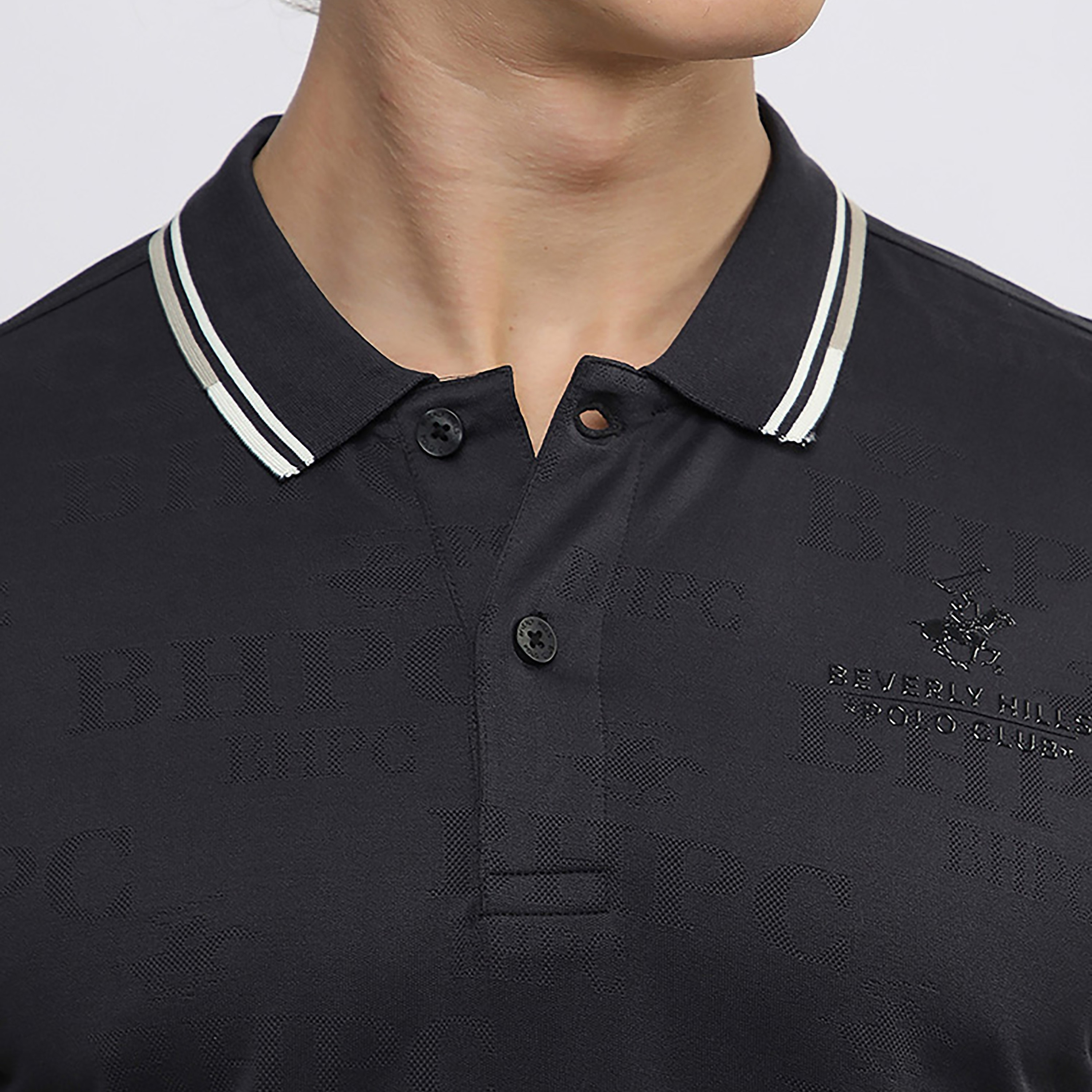 تيشيرت بولو رجالي بشعار جاكار بياقة مطوية وأكمام قصيرة من بيفرلي هيلز بولو كلوب-men-clothing-tshirtsandpolos-polos-image-5