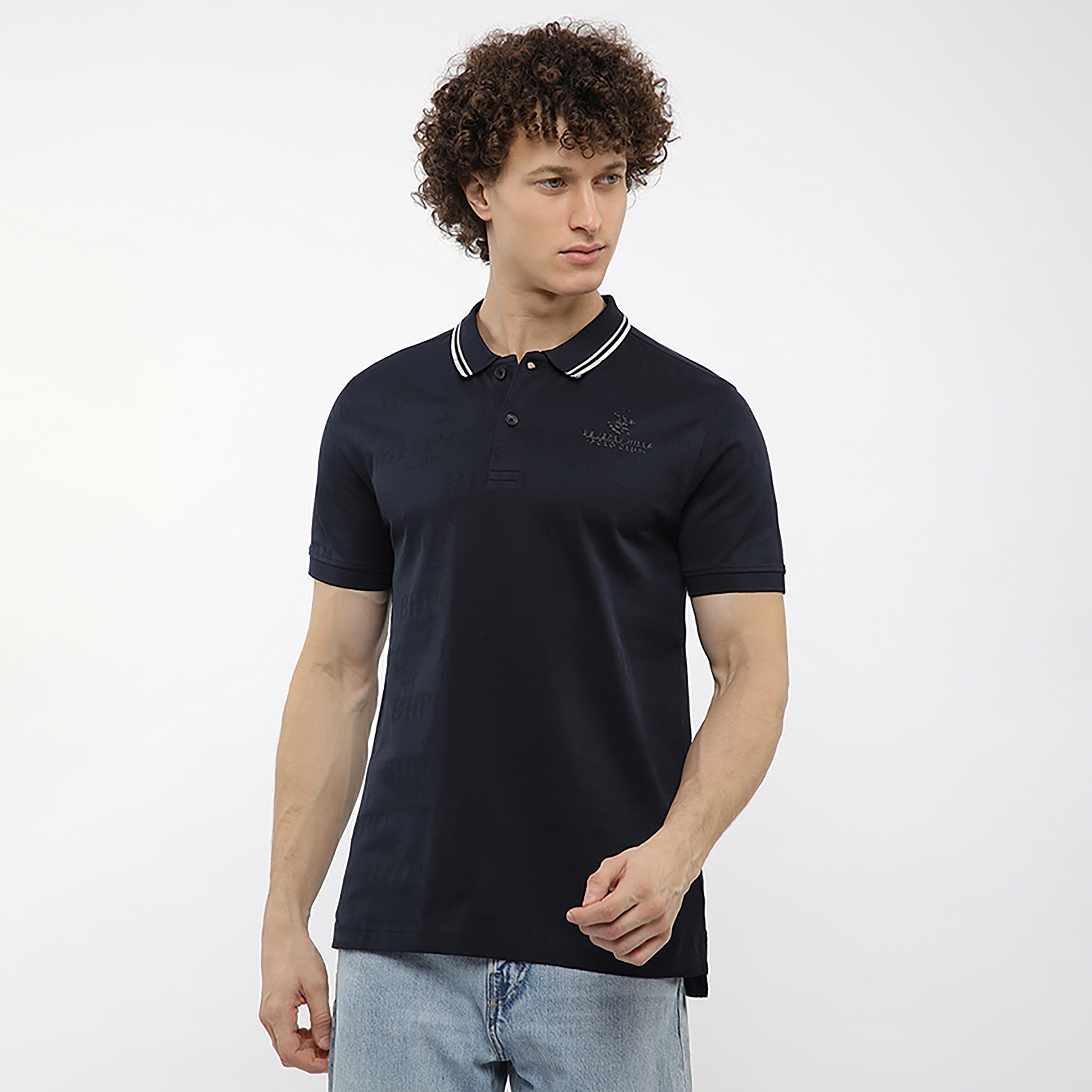 تيشيرت بولو رجالي بشعار جاكار بياقة مطوية وأكمام قصيرة من بيفرلي هيلز بولو كلوب-men-clothing-tshirtsandpolos-polos-image-6