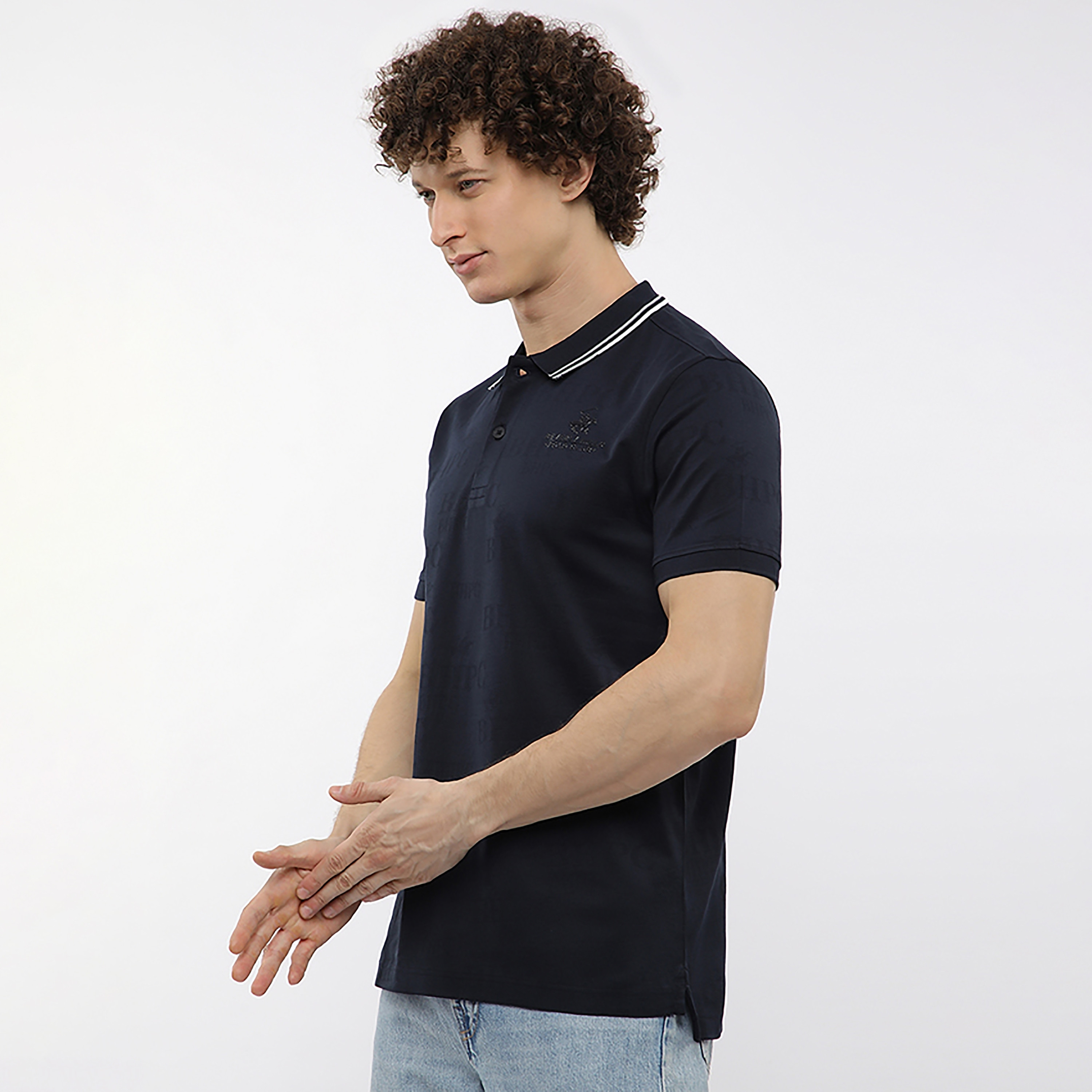 تيشيرت بولو رجالي بشعار جاكار بياقة مطوية وأكمام قصيرة من بيفرلي هيلز بولو كلوب-men-clothing-tshirtsandpolos-polos-image-7