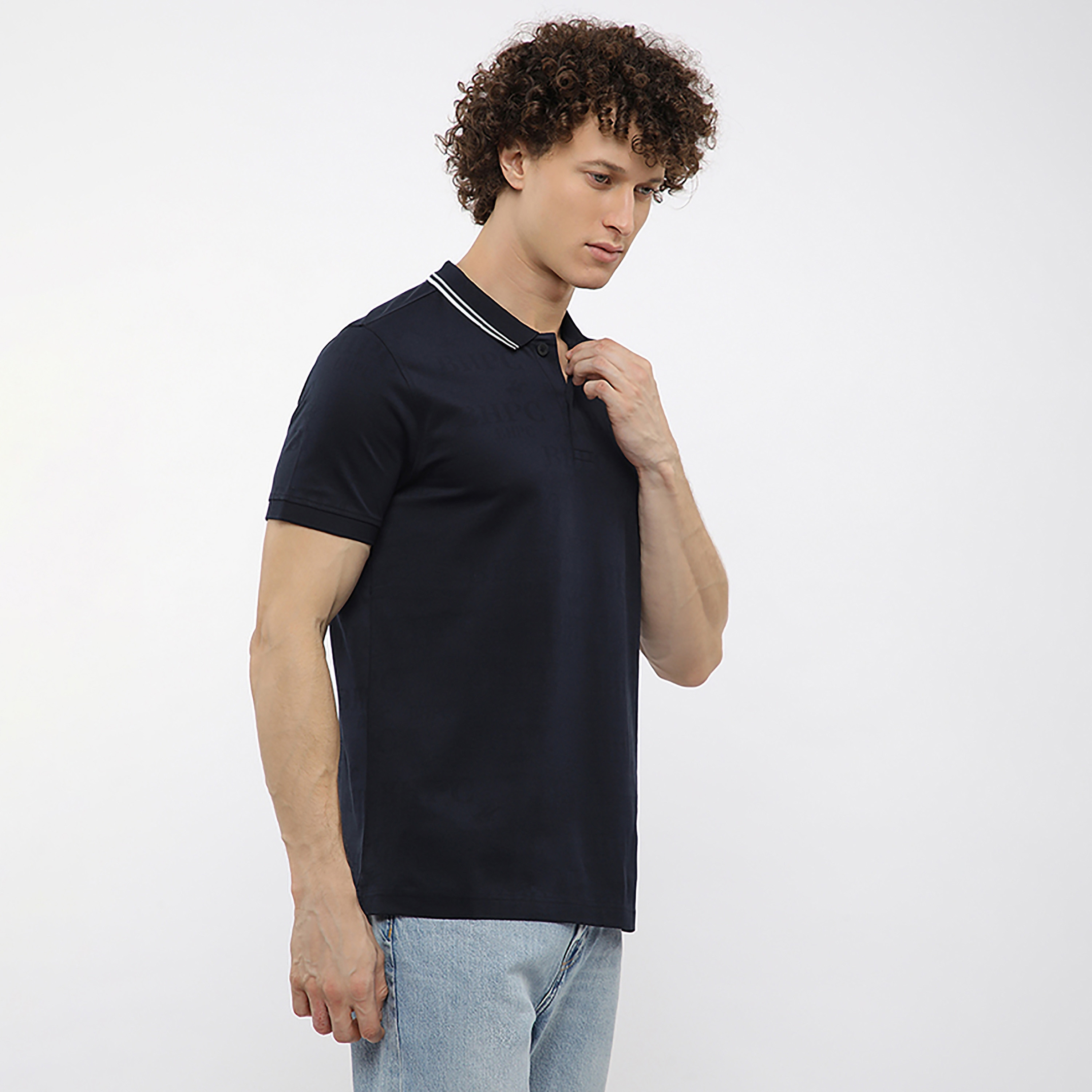 تيشيرت بولو رجالي بشعار جاكار بياقة مطوية وأكمام قصيرة من بيفرلي هيلز بولو كلوب-men-clothing-tshirtsandpolos-polos-image-8