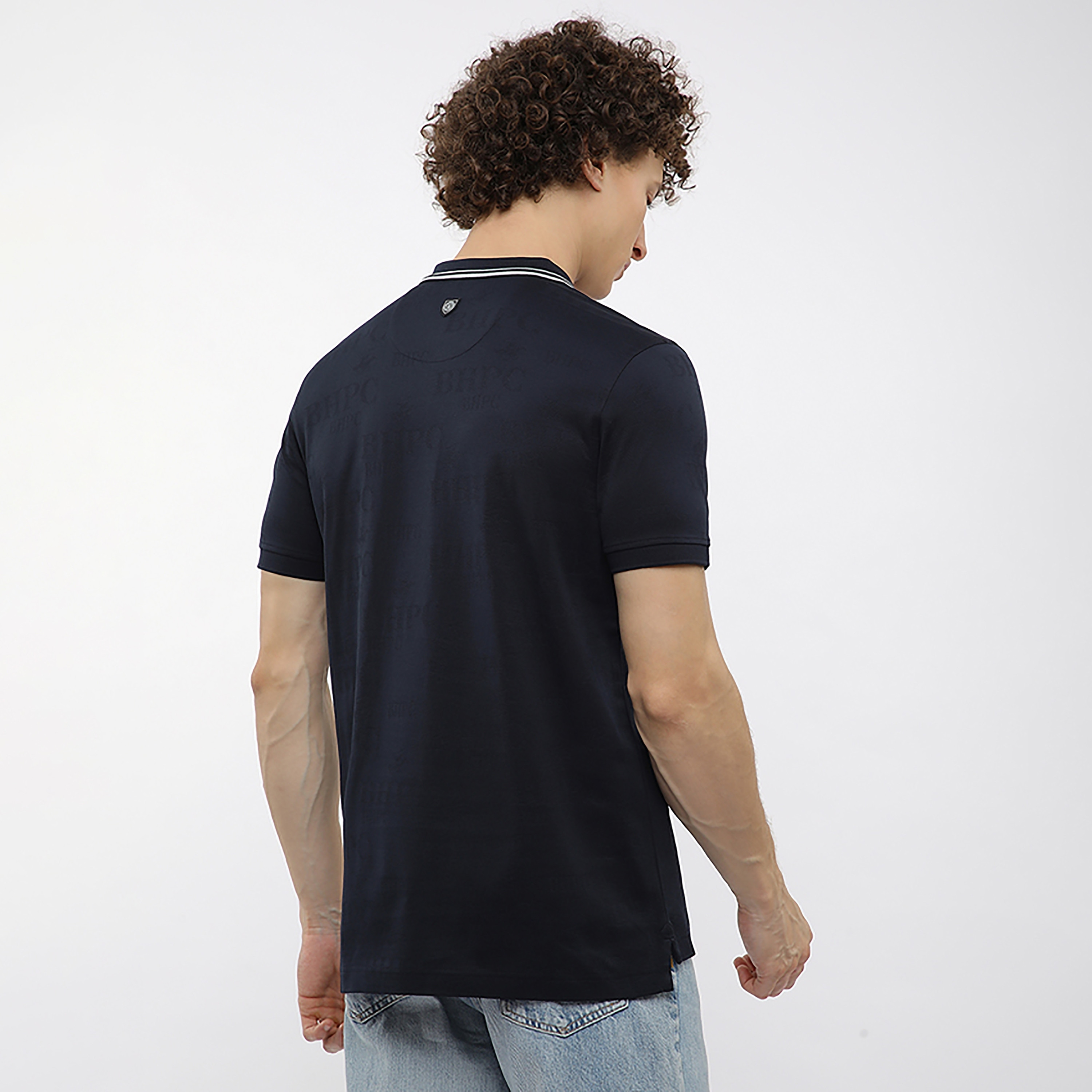 تيشيرت بولو رجالي بشعار جاكار بياقة مطوية وأكمام قصيرة من بيفرلي هيلز بولو كلوب-men-clothing-tshirtsandpolos-polos-image-9