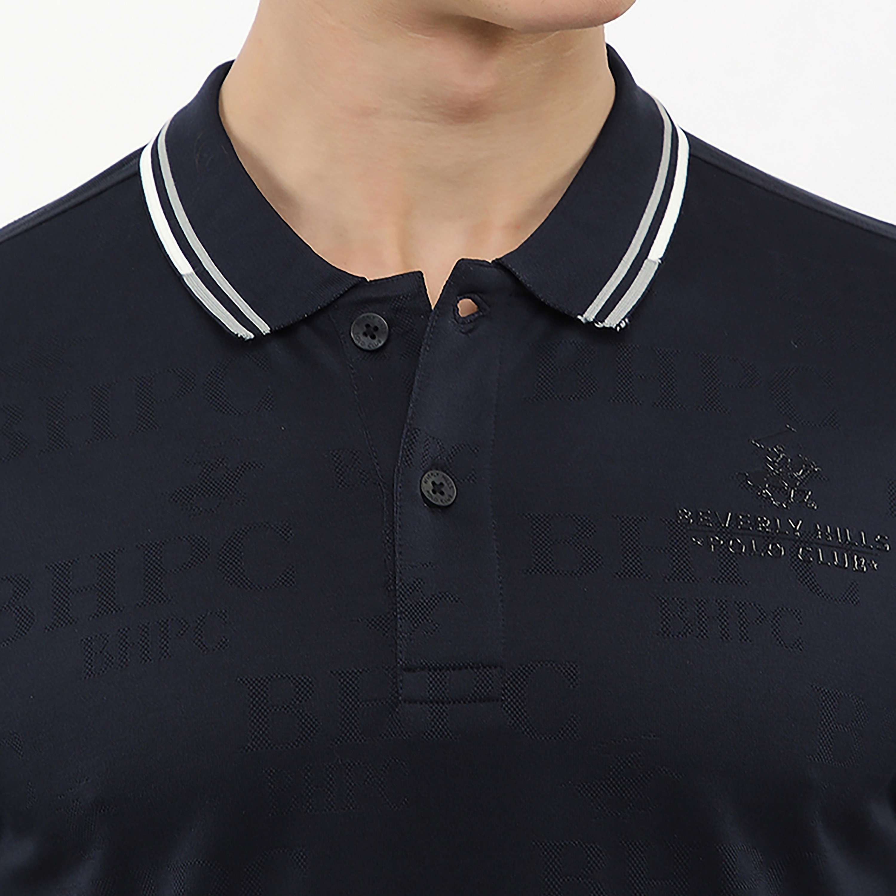 تيشيرت بولو رجالي بشعار جاكار بياقة مطوية وأكمام قصيرة من بيفرلي هيلز بولو كلوب-men-clothing-tshirtsandpolos-polos-image-10