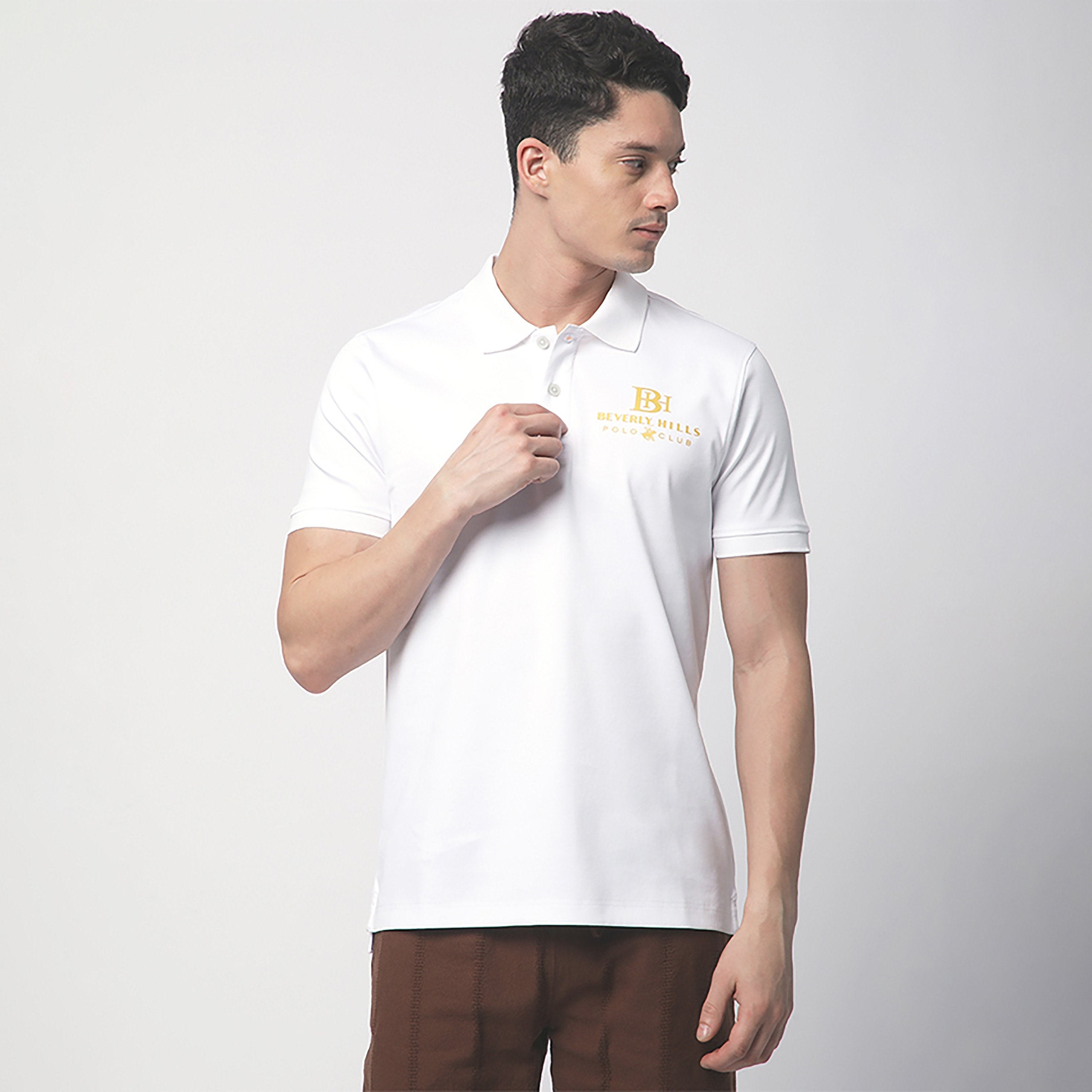 تي شيرت بولو رجالي سادة بأكمام قصيرة وياقة من بيفرلي هيلز بولو كلوب-men-clothing-tshirtsandpolos-polos-image-1