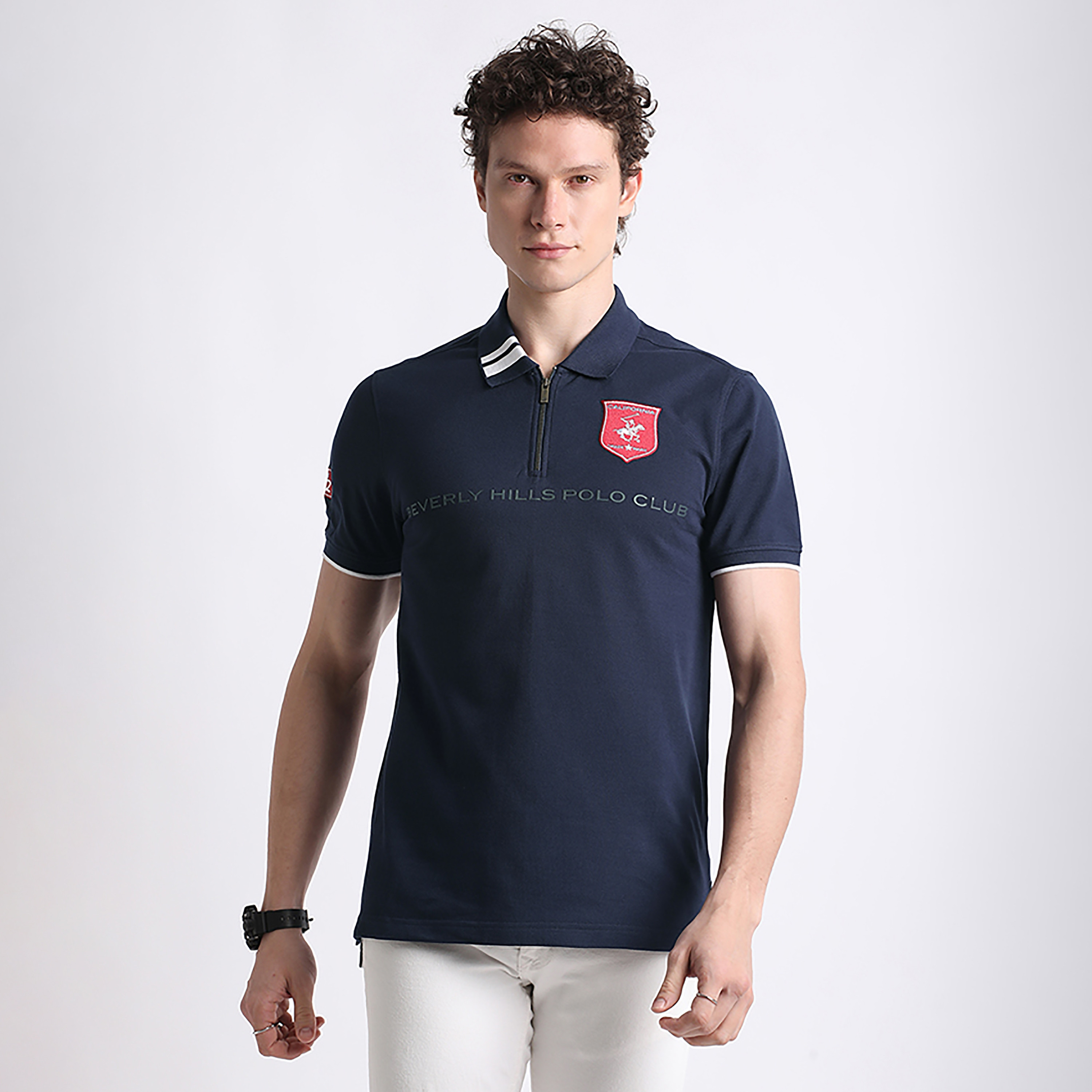 تي شيرت بولو بيفرلي هيلز بولو كلوب بشعار العلامة التجارية وياقة قصيرة الأكمام للرجال-men-clothing-tshirtsandpolos-polos-image-1