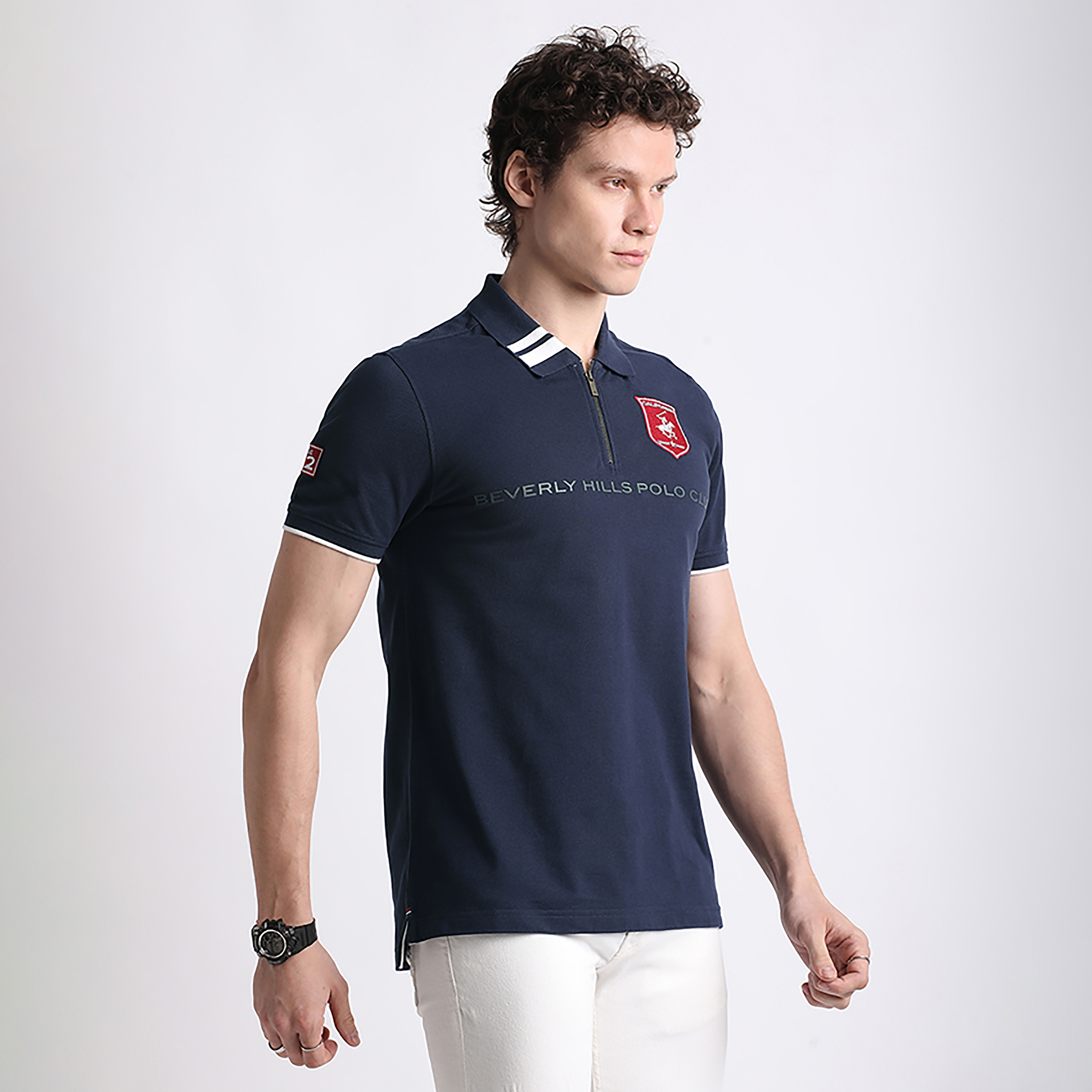 تي شيرت بولو بيفرلي هيلز بولو كلوب بشعار العلامة التجارية وياقة قصيرة الأكمام للرجال-men-clothing-tshirtsandpolos-polos-image-3
