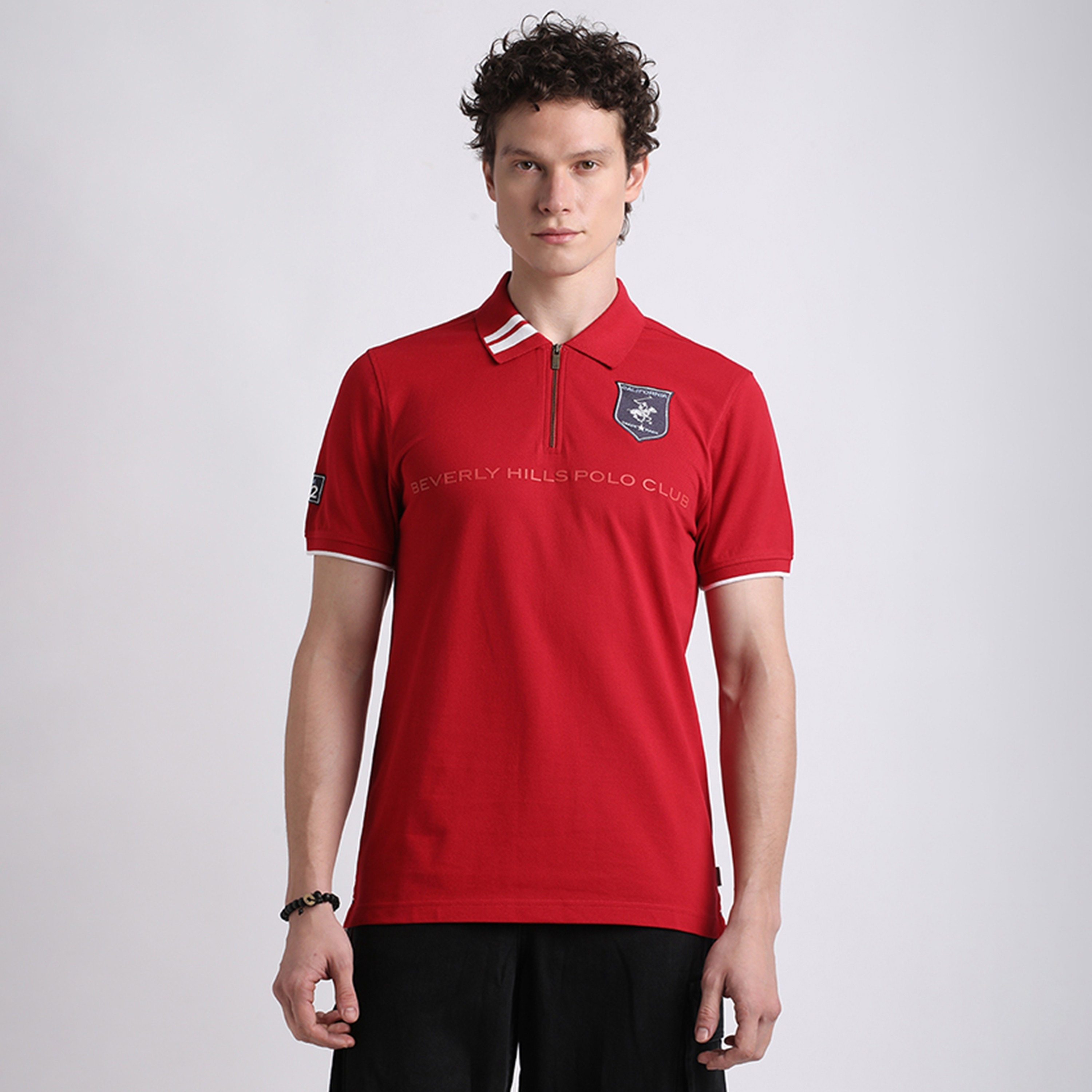 تي شيرت بولو رجالي سادة بأكمام قصيرة وياقة من بيفرلي هيلز بولو كلوب-men-clothing-tshirtsandpolos-polos-image-1