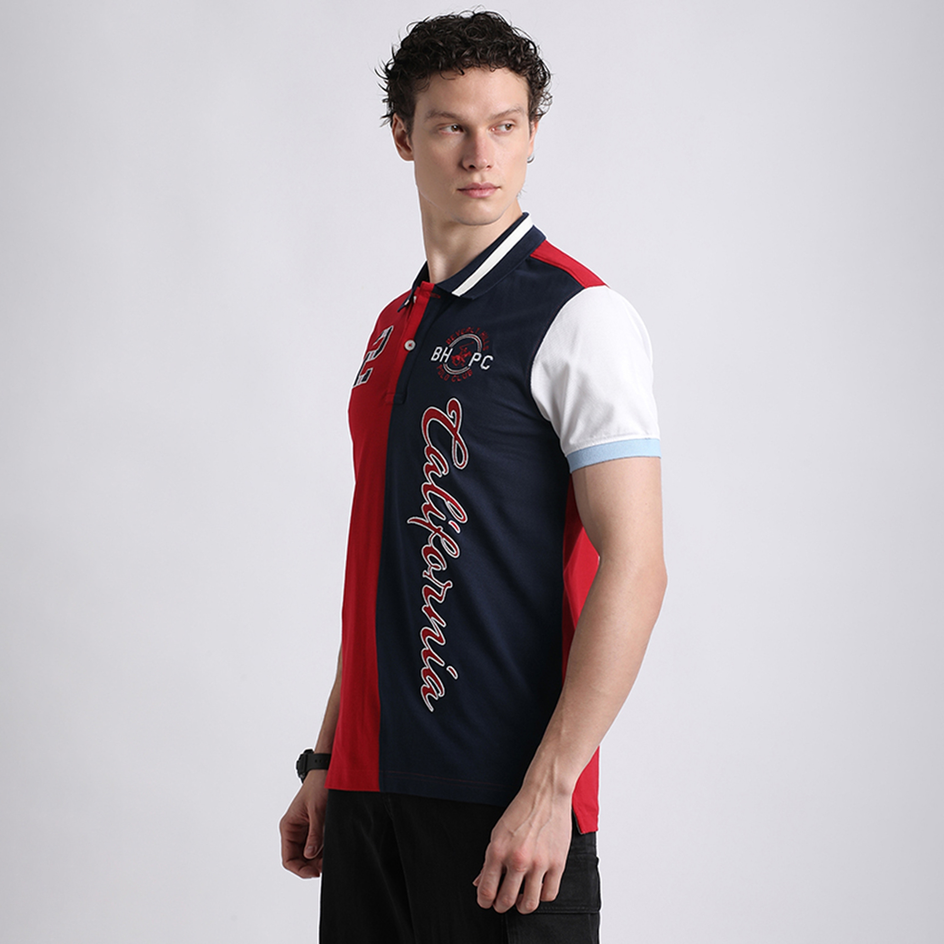 Beverly Hills Polo Club Colour Blocked Collared Short Sleeves Men's Polo T-Shirt-men-clothing-tshirtsandpolos-polos-image-2