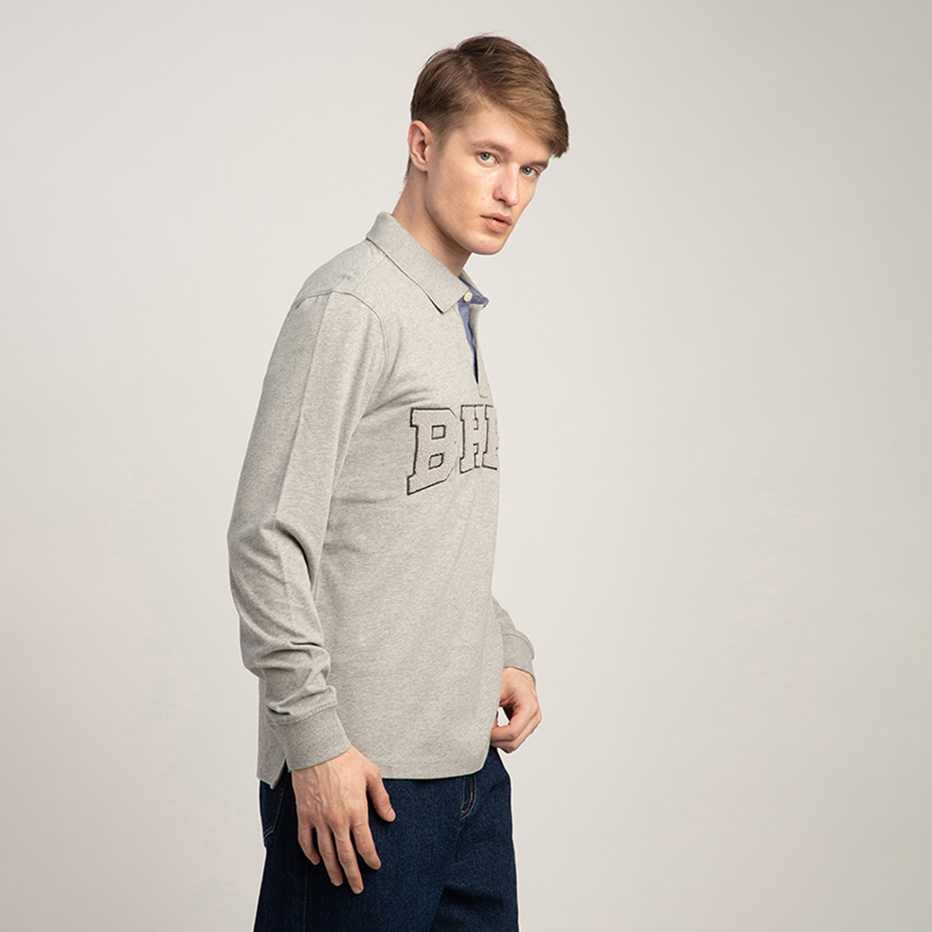 Beverly Hills Polo Club Chenille Embroidered Collared Long Sleeves Men's Polo T-Shirt-men-clothing-tshirtsandpolos-polos-image-3