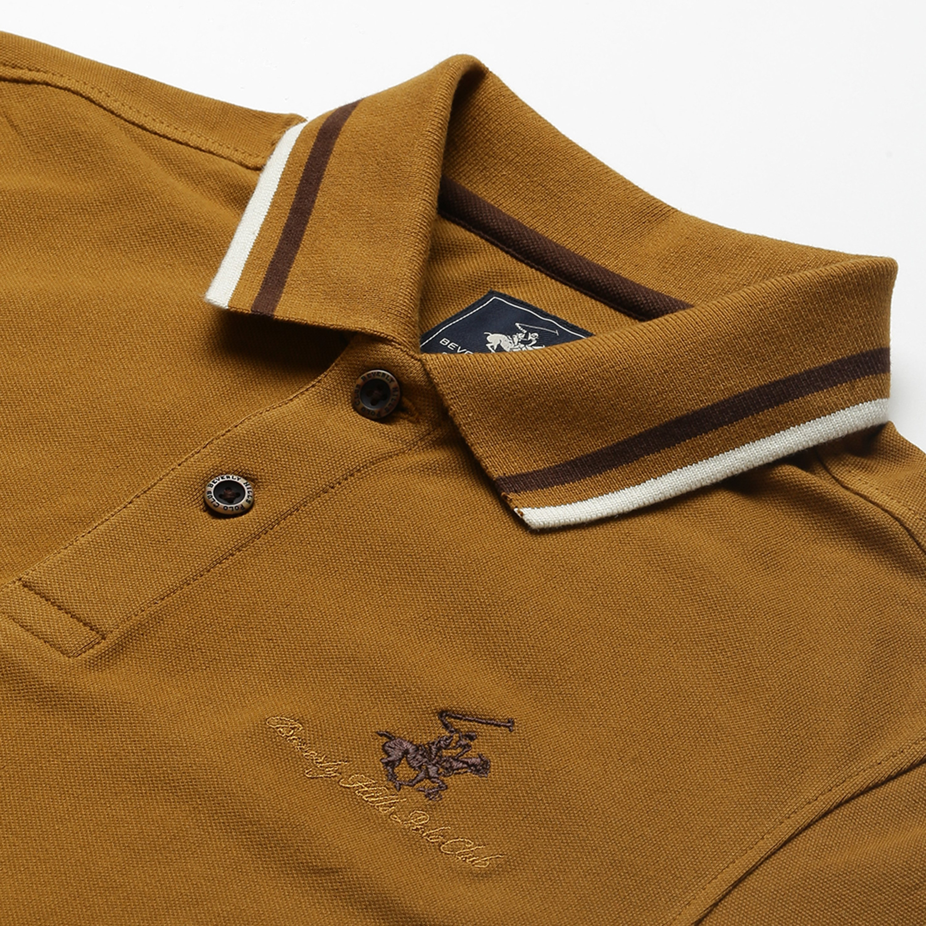 تي شيرت بيفرلي هيلز بولو كلب بأكمام قصيرة سادة بلون بني للرجال-men-clothing-tshirtsandpolos-polos-image-7