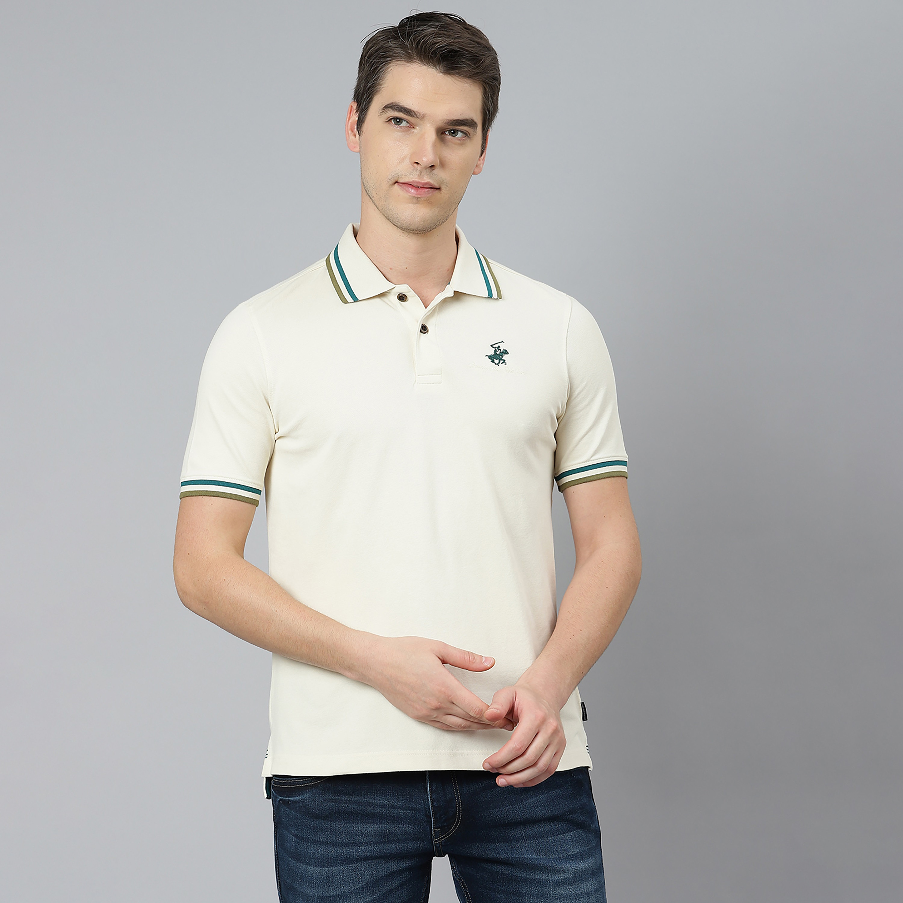 تي شيرت بيفرلي هيلز بولو كلب بأكمام قصيرة سادة بلون بني للرجال-men-clothing-tshirtsandpolos-polos-image-8