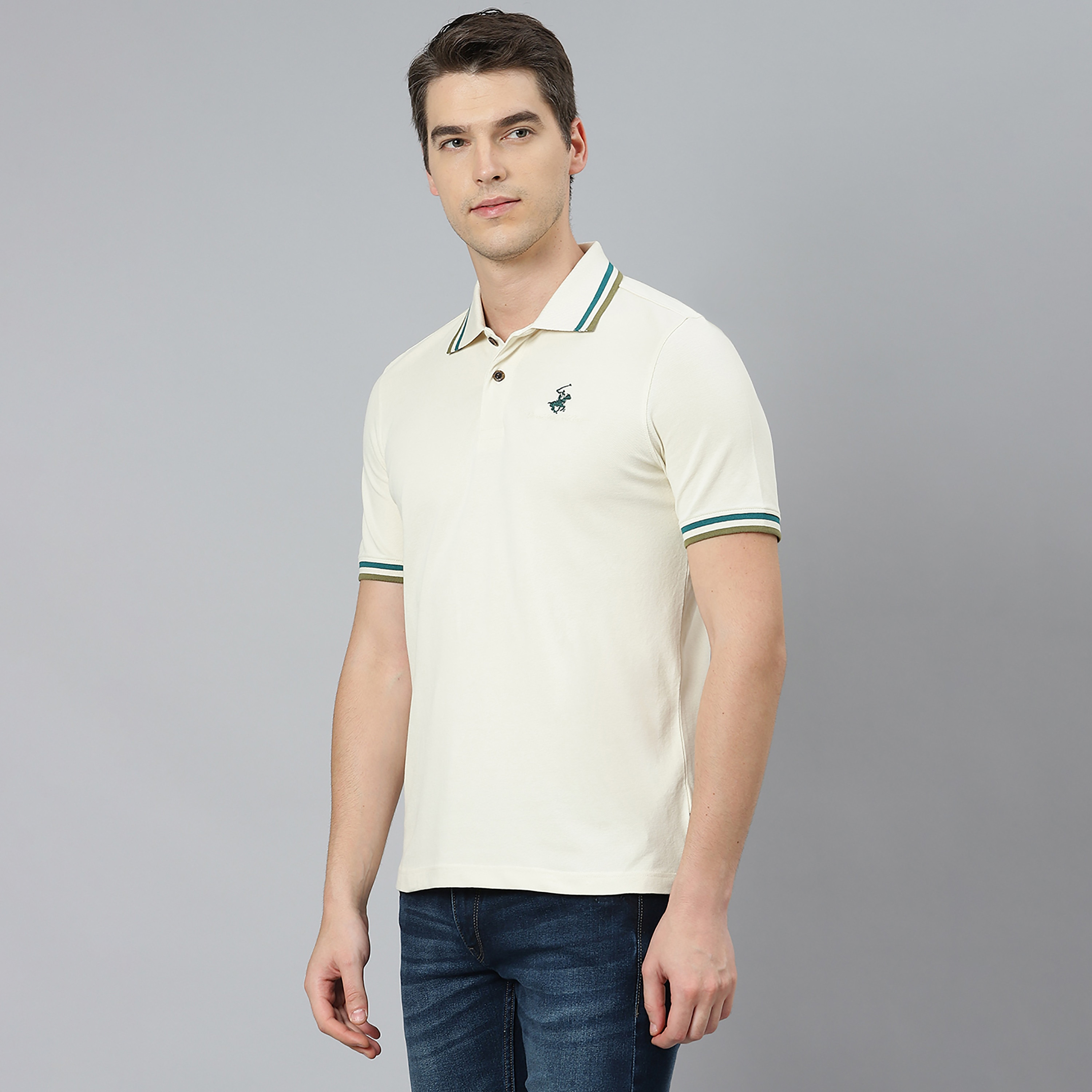 تي شيرت بيفرلي هيلز بولو كلب بأكمام قصيرة سادة بلون بني للرجال-men-clothing-tshirtsandpolos-polos-image-9