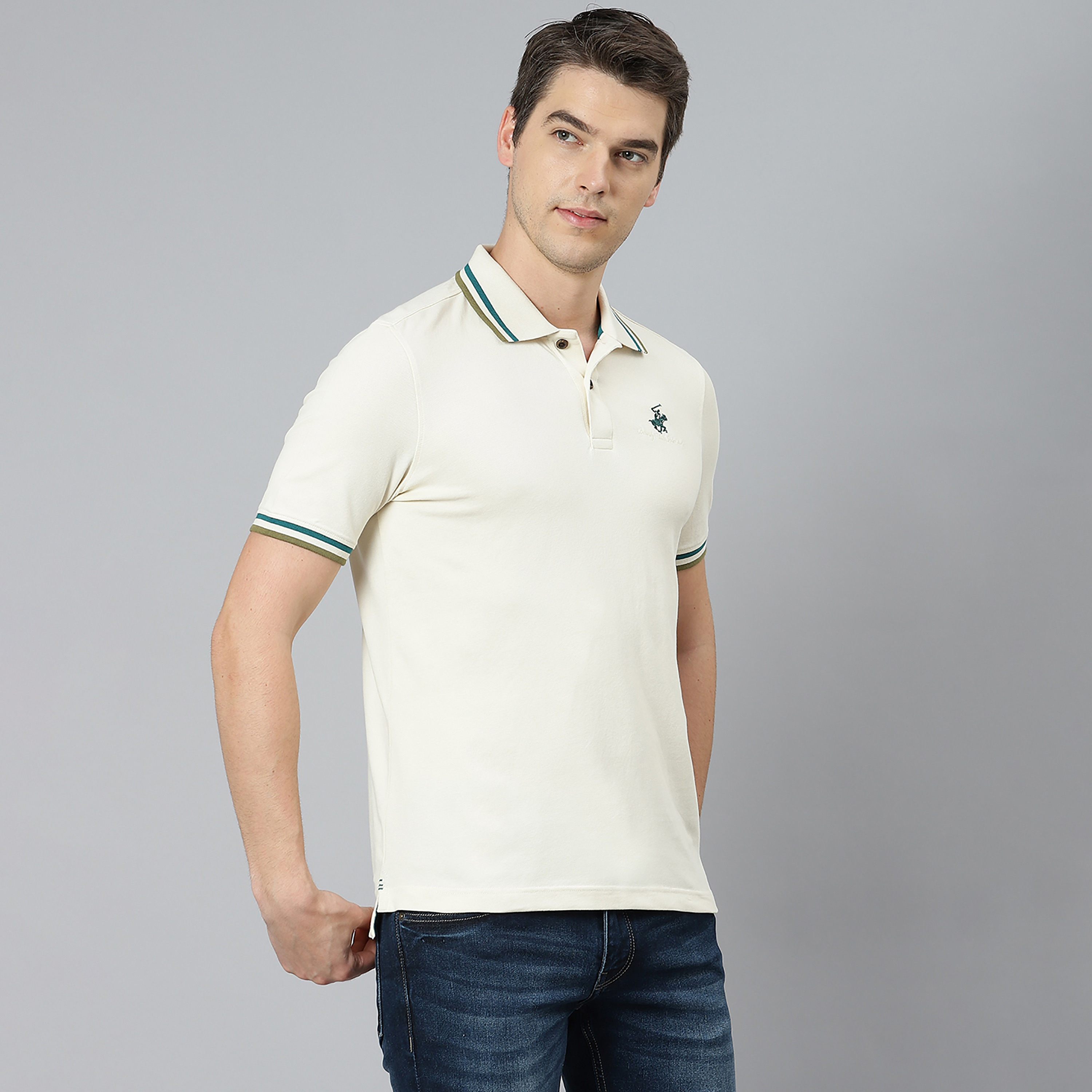تي شيرت بيفرلي هيلز بولو كلب بأكمام قصيرة سادة بلون بني للرجال-men-clothing-tshirtsandpolos-polos-image-10
