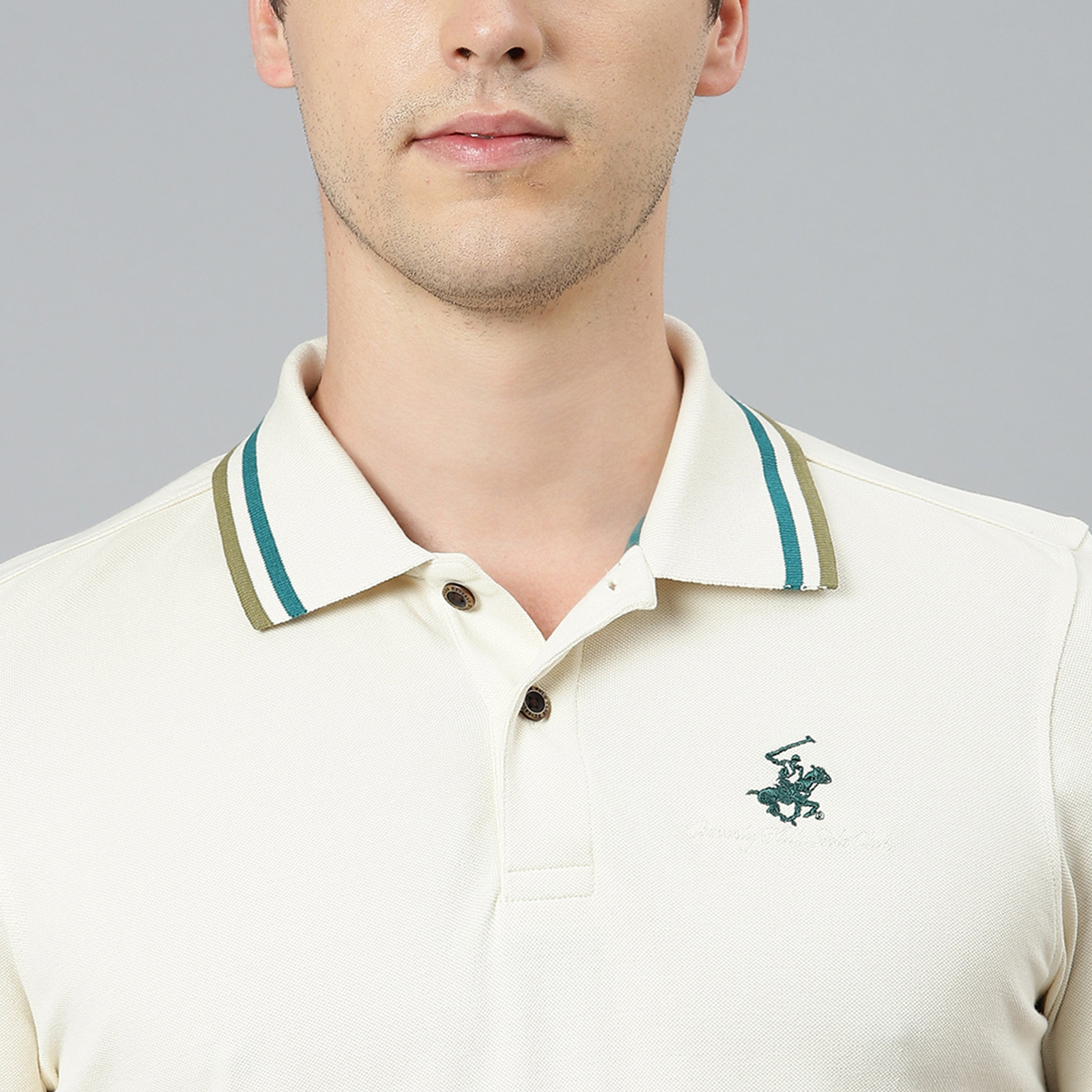 تي شيرت بيفرلي هيلز بولو كلب بأكمام قصيرة سادة بلون بني للرجال-men-clothing-tshirtsandpolos-polos-image-14