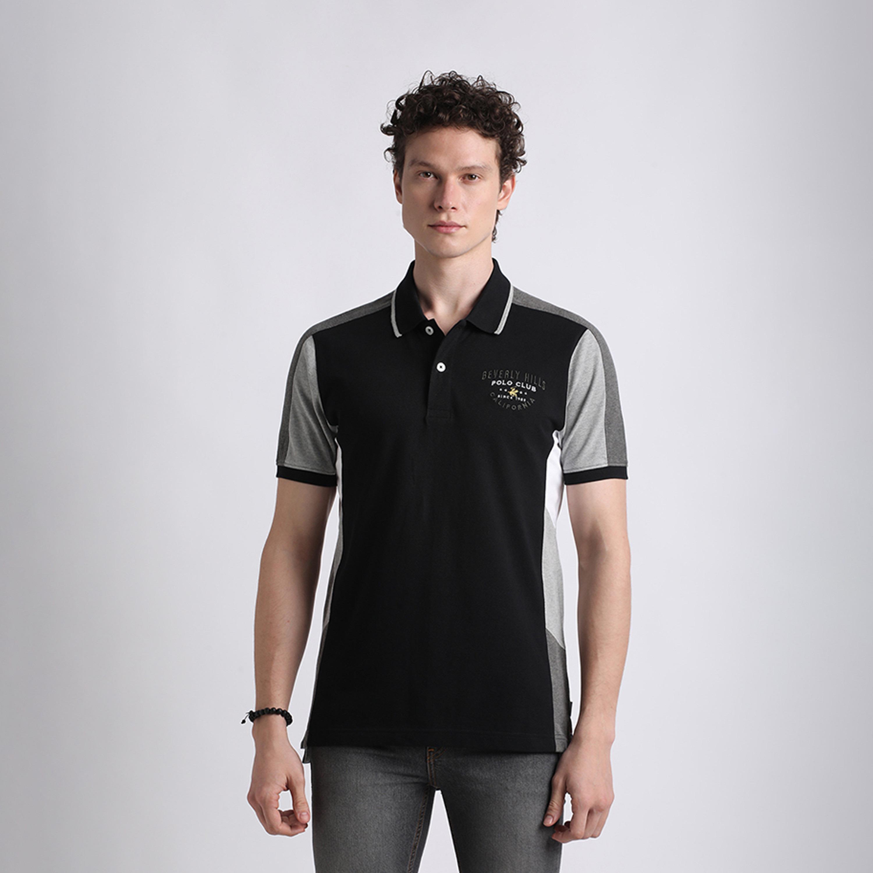بيفرلي هيلز كلوب-  تي شيرت بولو للرجال بأكمام قصيرة مع تفاصيل كتلة الألوان على الجانب-men-clothing-tshirtsandpolos-polos-image-1
