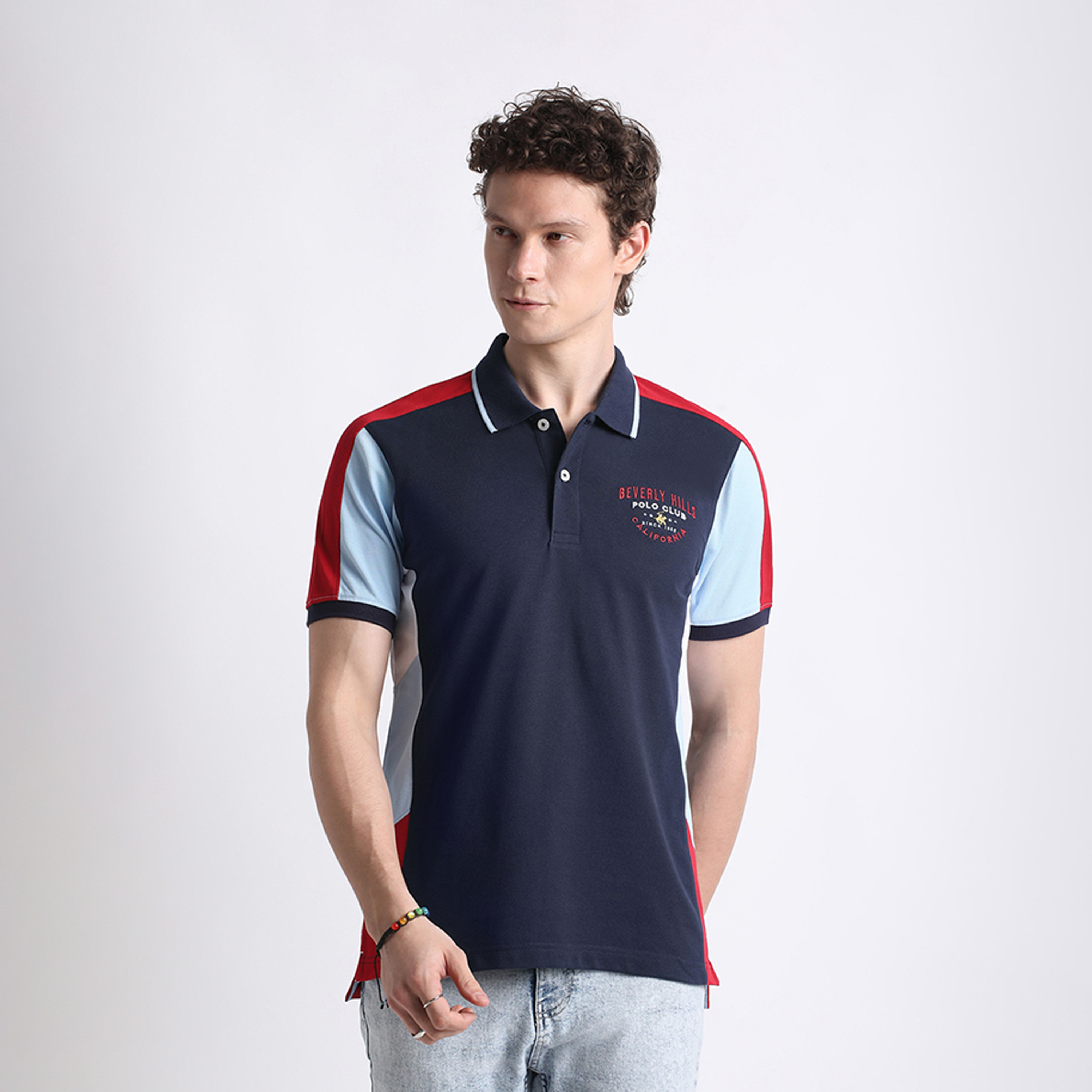 بيفرلي هيلز كلوب-  تي شيرت بولو للرجال بأكمام قصيرة مع تفاصيل كتلة الألوان على الجانب-men-clothing-tshirtsandpolos-polos-image-5
