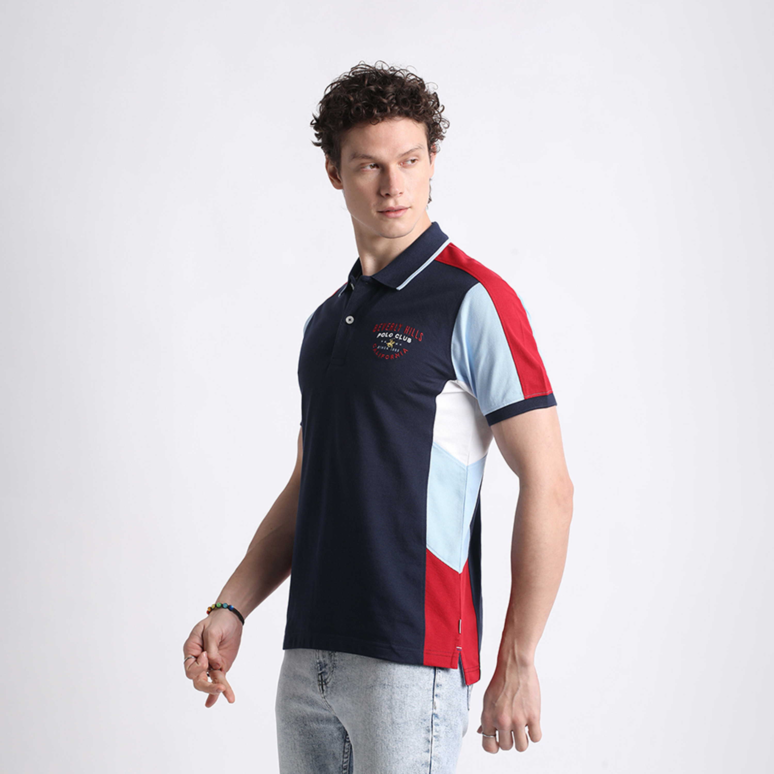 بيفرلي هيلز كلوب-  تي شيرت بولو للرجال بأكمام قصيرة مع تفاصيل كتلة الألوان على الجانب-men-clothing-tshirtsandpolos-polos-image-6