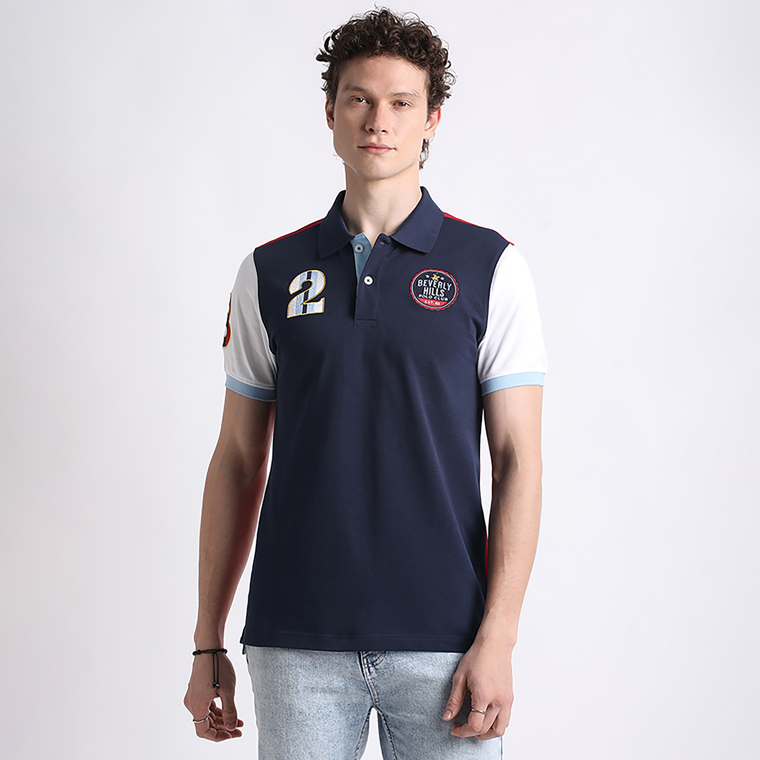 Beverly Hills Polo Club Color Block Collared Short Sleeve Men's Polo T-Shirt-men-clothing-tshirtsandpolos-polos-image-1