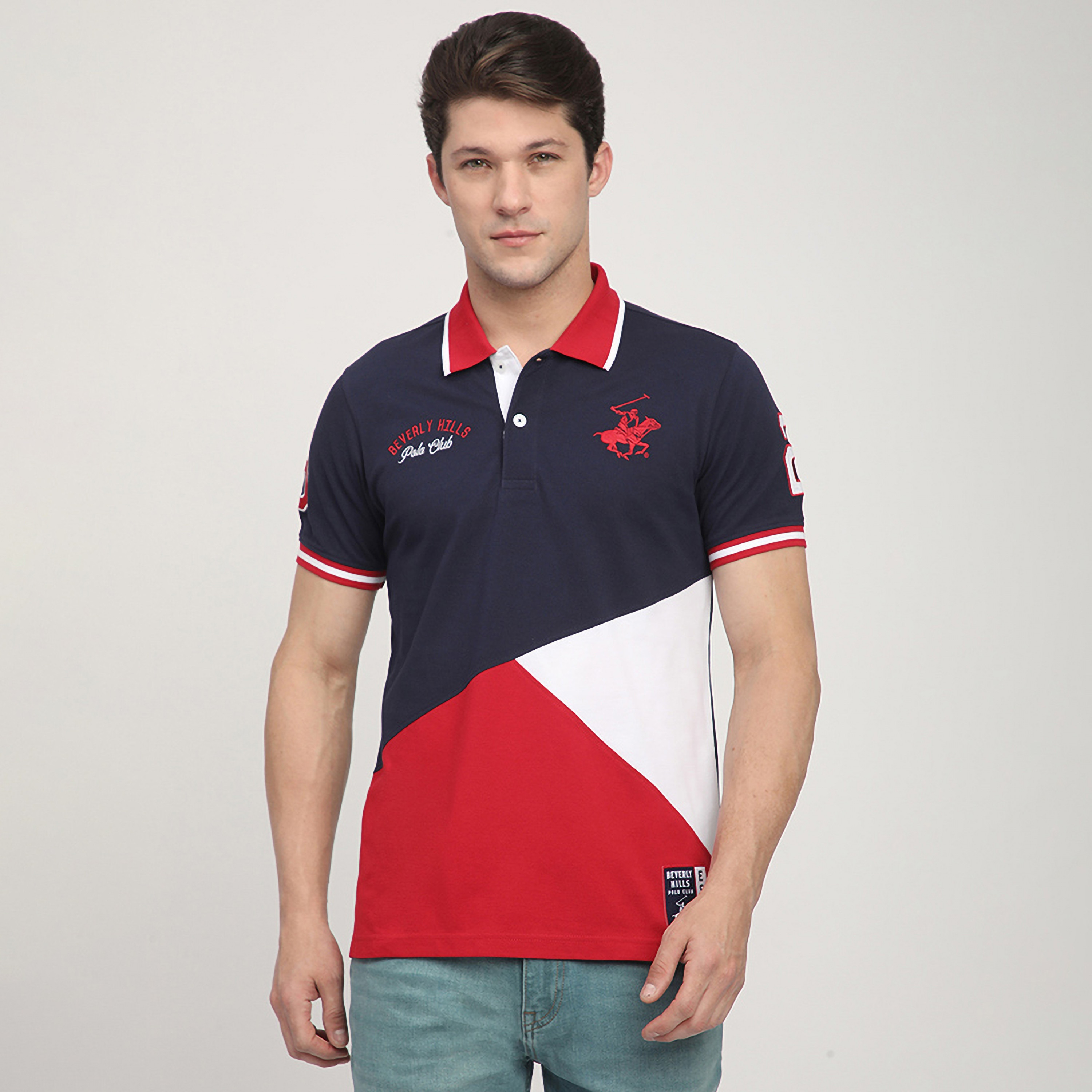 تيشيرت بولو رجالي بأكمام قصيرة وياقة بألوان متعددة من بيفرلي هيلز بولو كلوب-men-clothing-tshirtsandpolos-polos-image-1