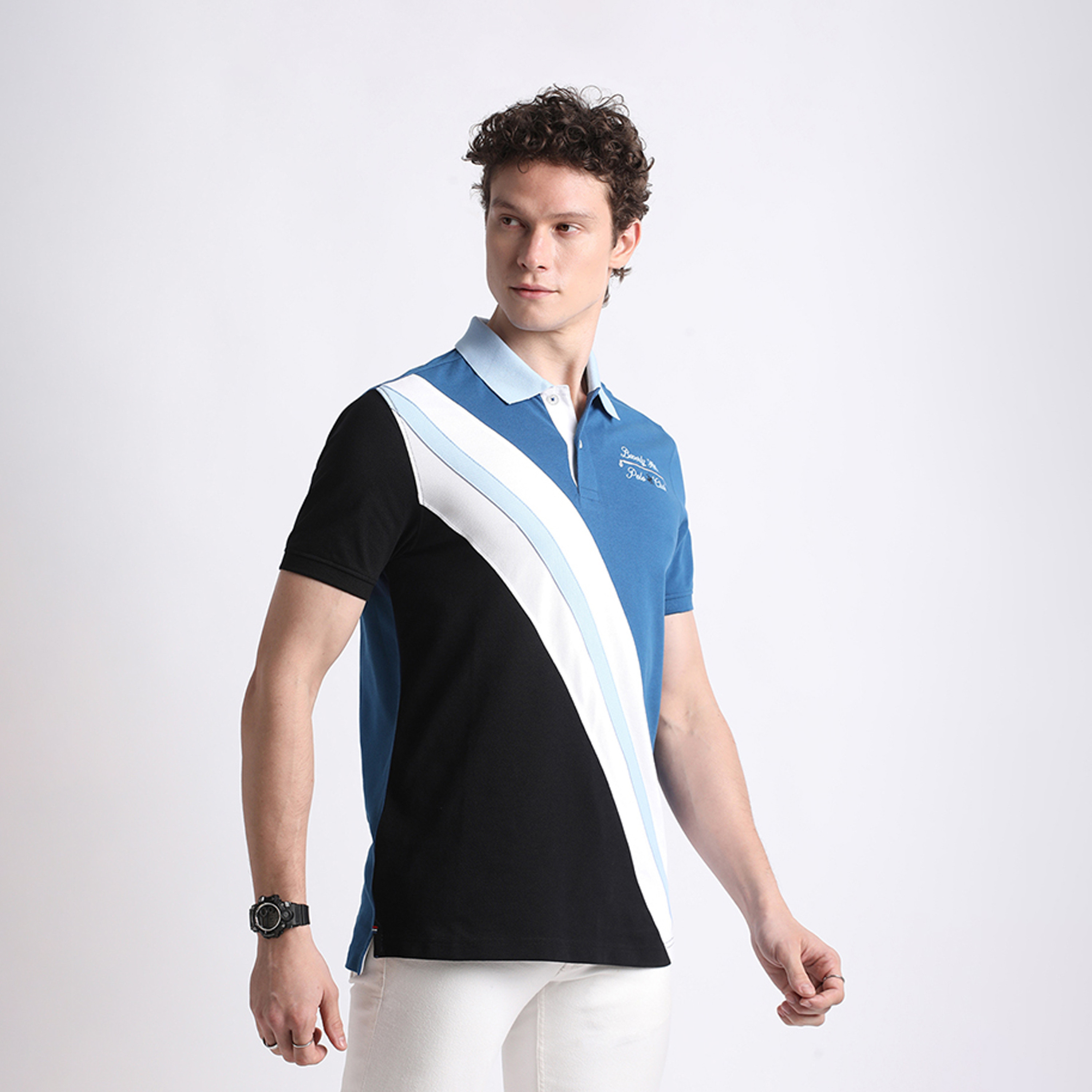 بيفرلي هيلز كلوب-  تي شيرت بولو بأكمام قصيرة وكتلة ملونة للرجال مع إغلاق بنصف زر-men-clothing-tshirtsandpolos-polos-image-2