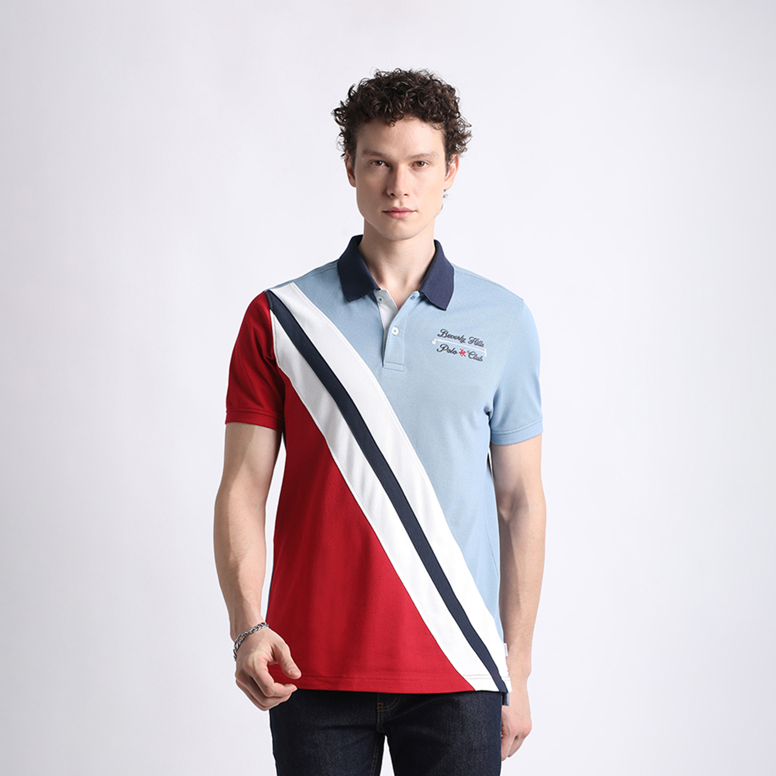 بيفرلي هيلز كلوب-  تي شيرت بولو بأكمام قصيرة وكتلة ملونة للرجال مع إغلاق بنصف زر-men-clothing-tshirtsandpolos-polos-image-5