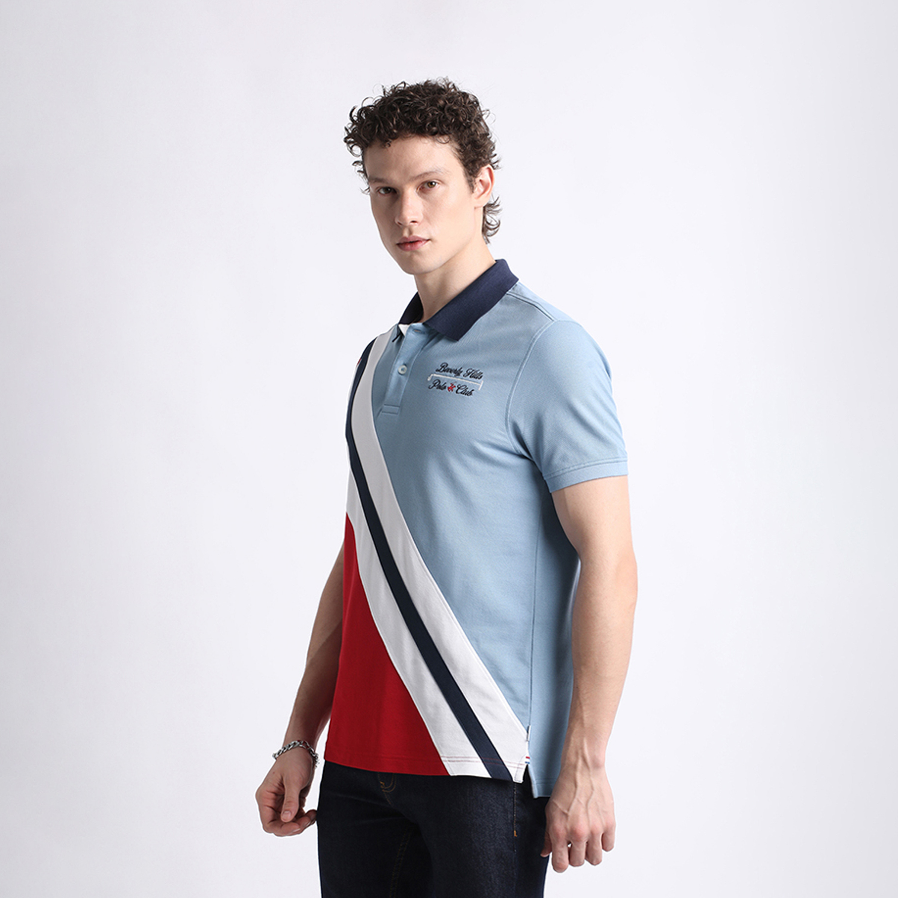 بيفرلي هيلز كلوب-  تي شيرت بولو بأكمام قصيرة وكتلة ملونة للرجال مع إغلاق بنصف زر-men-clothing-tshirtsandpolos-polos-image-6