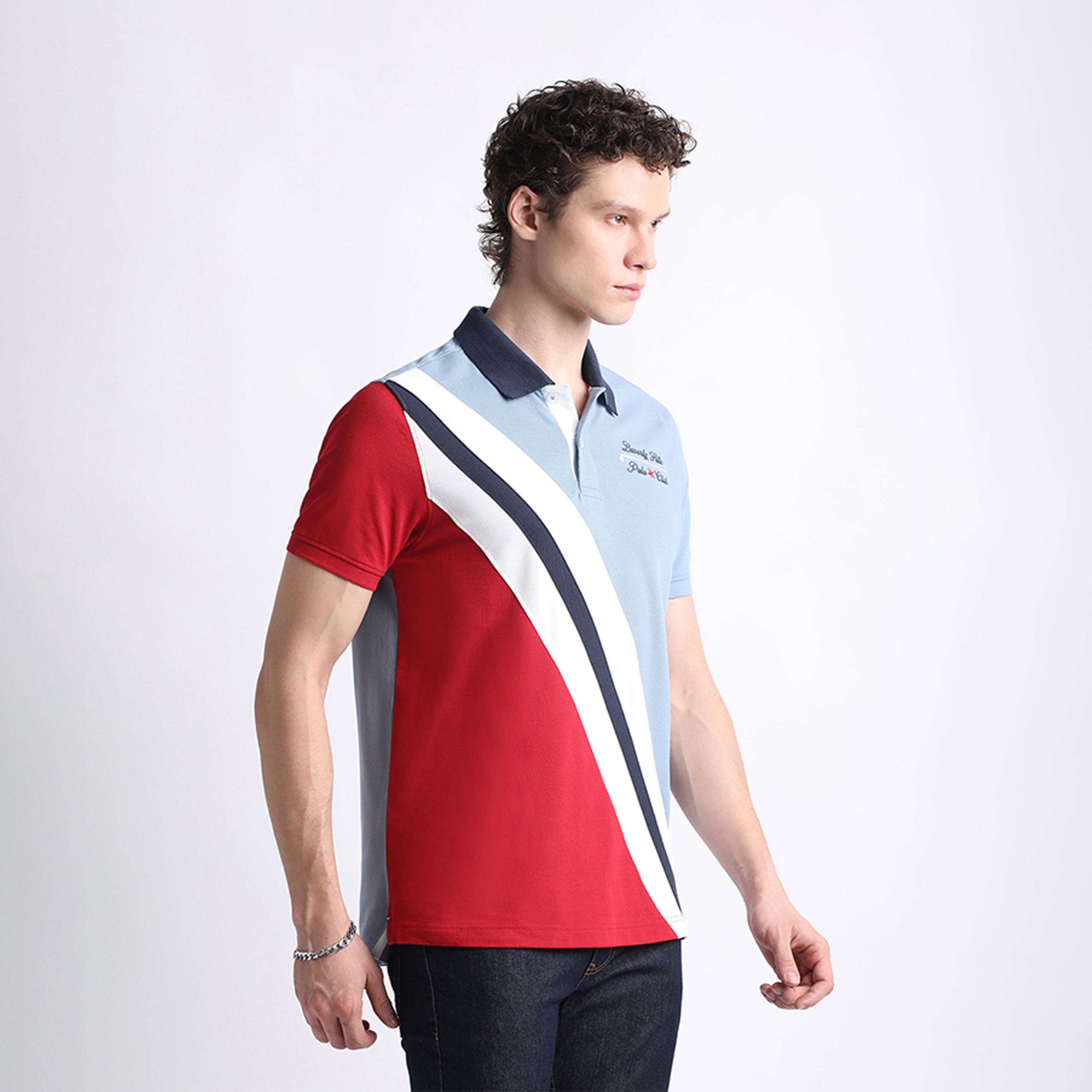بيفرلي هيلز كلوب-  تي شيرت بولو بأكمام قصيرة وكتلة ملونة للرجال مع إغلاق بنصف زر-men-clothing-tshirtsandpolos-polos-image-7