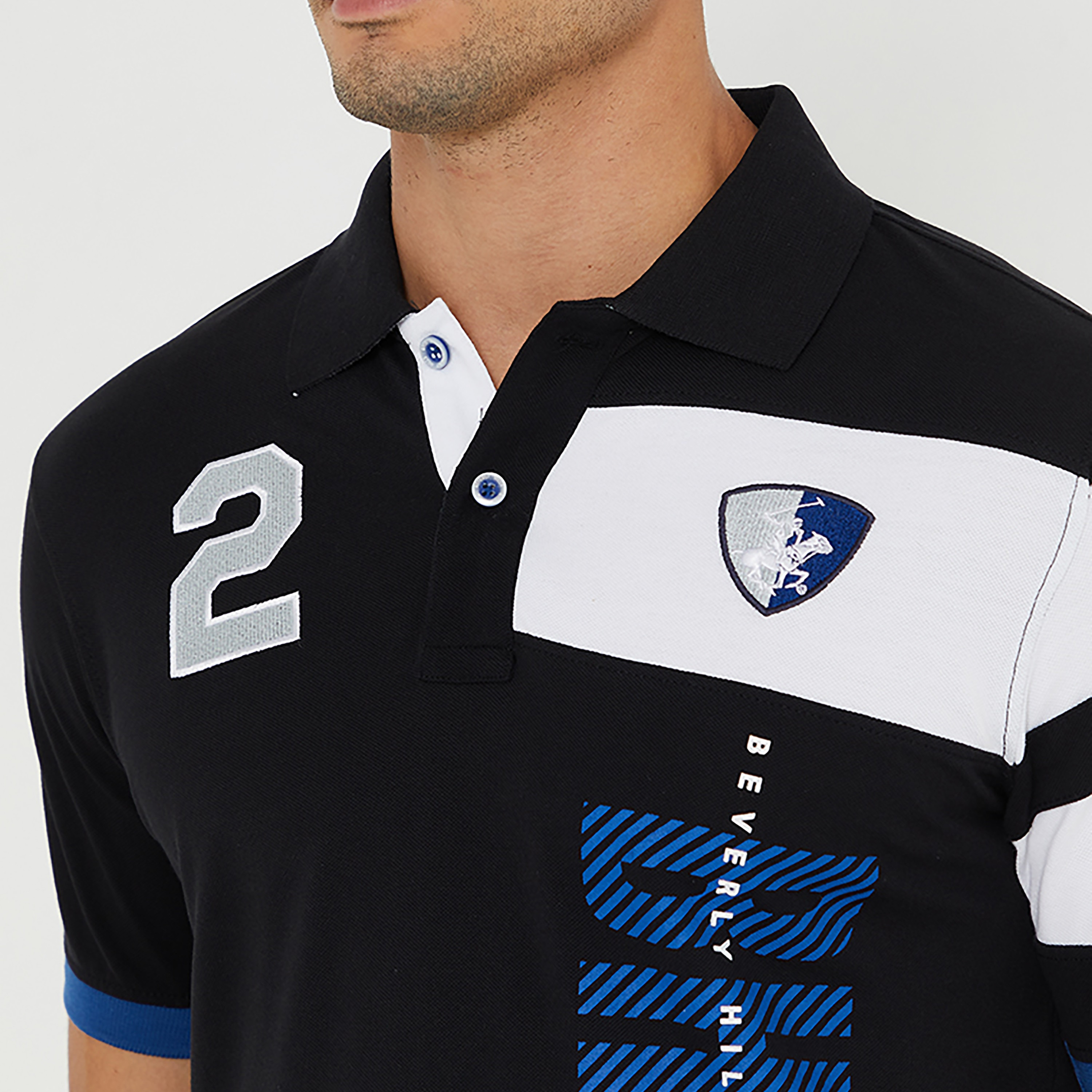 تي شيرت بولو بياقة مطبوعة بالمربعات وأكمام قصيرة من بيفرلي هيلز بولو كلوب-men-clothing-tshirtsandpolos-polos-image-3