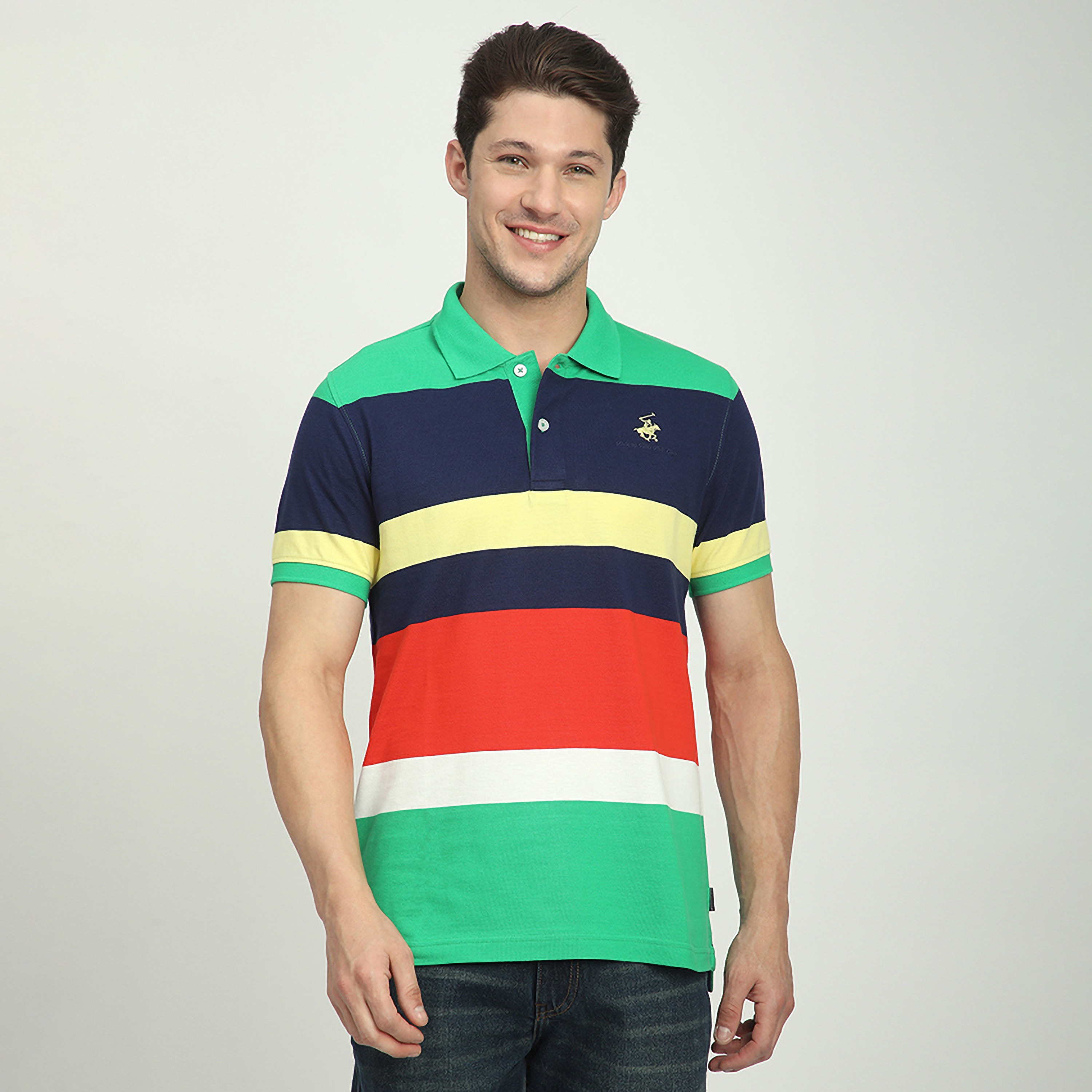 Beverly Hills Polo Club Colour-Blocked Collared Short Sleeves Men's Polo T-Shirt-men-clothing-tshirtsandpolos-polos-image-1