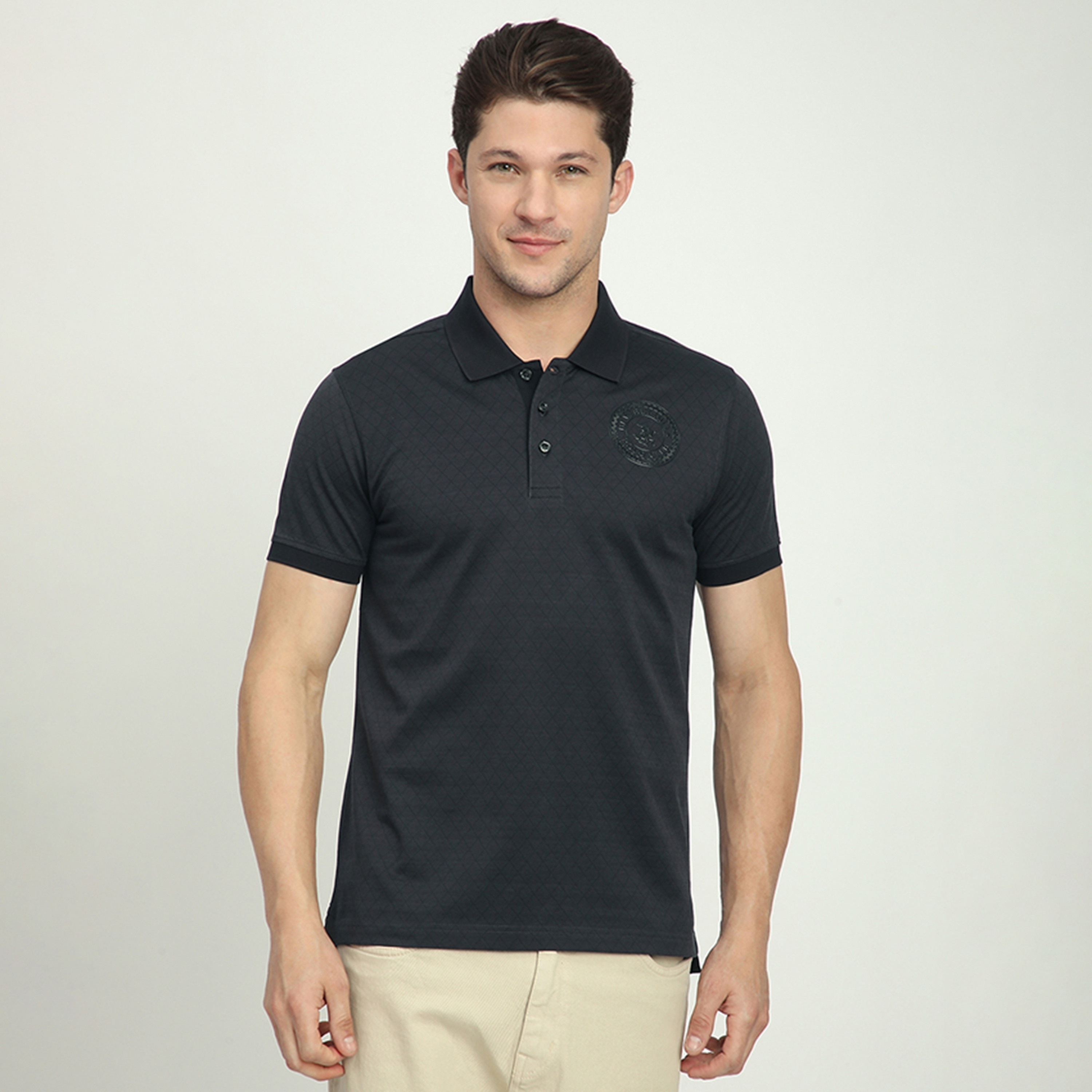 Beverly Hills Polo Club Checked Collared Short Sleeves Men's Polo T-Shirt-men-clothing-tshirtsandpolos-polos-image-1