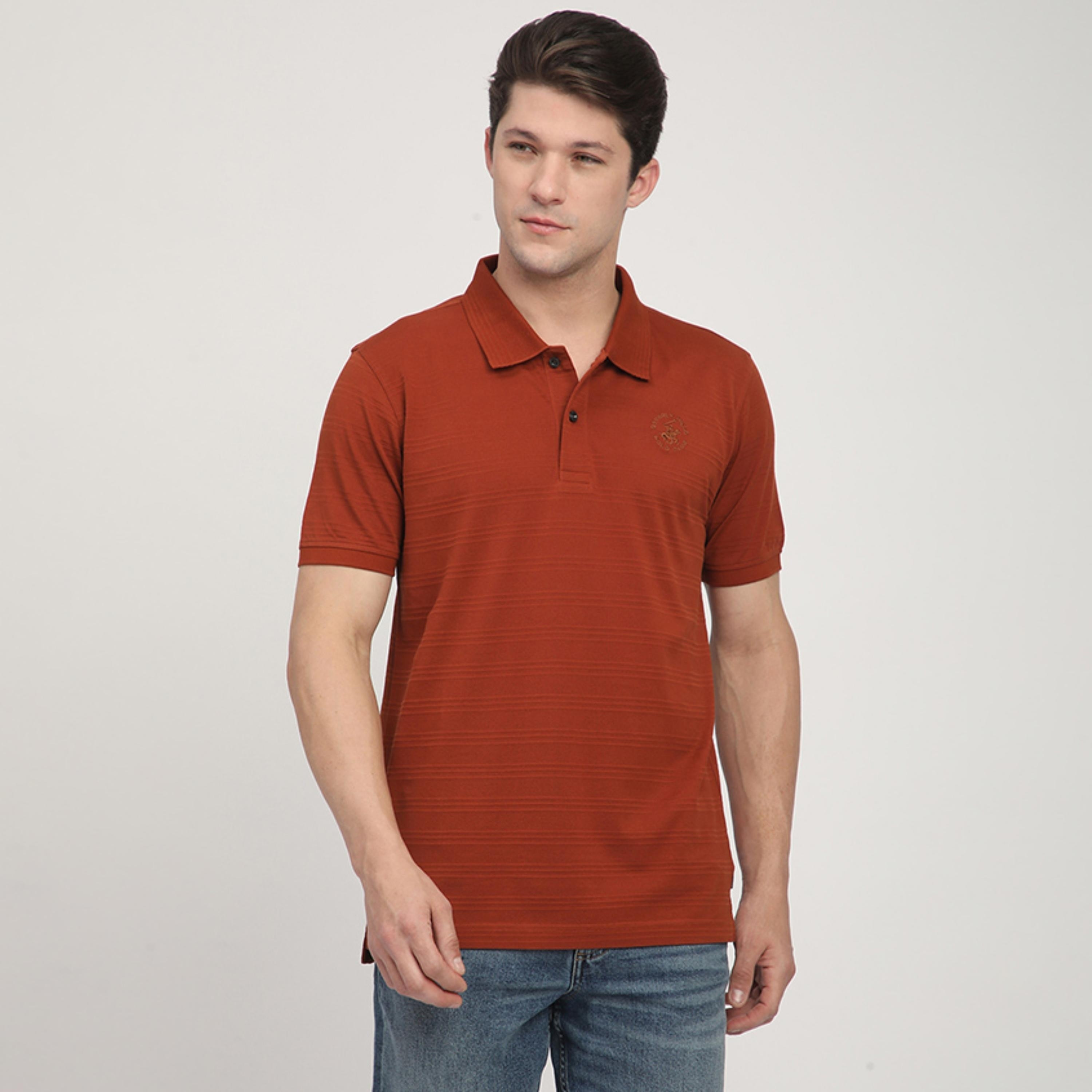 Beverly Hills Polo Club Textured Collared Short Sleeves Men's Polo T-Shirt-men-clothing-tshirtsandpolos-polos-image-1