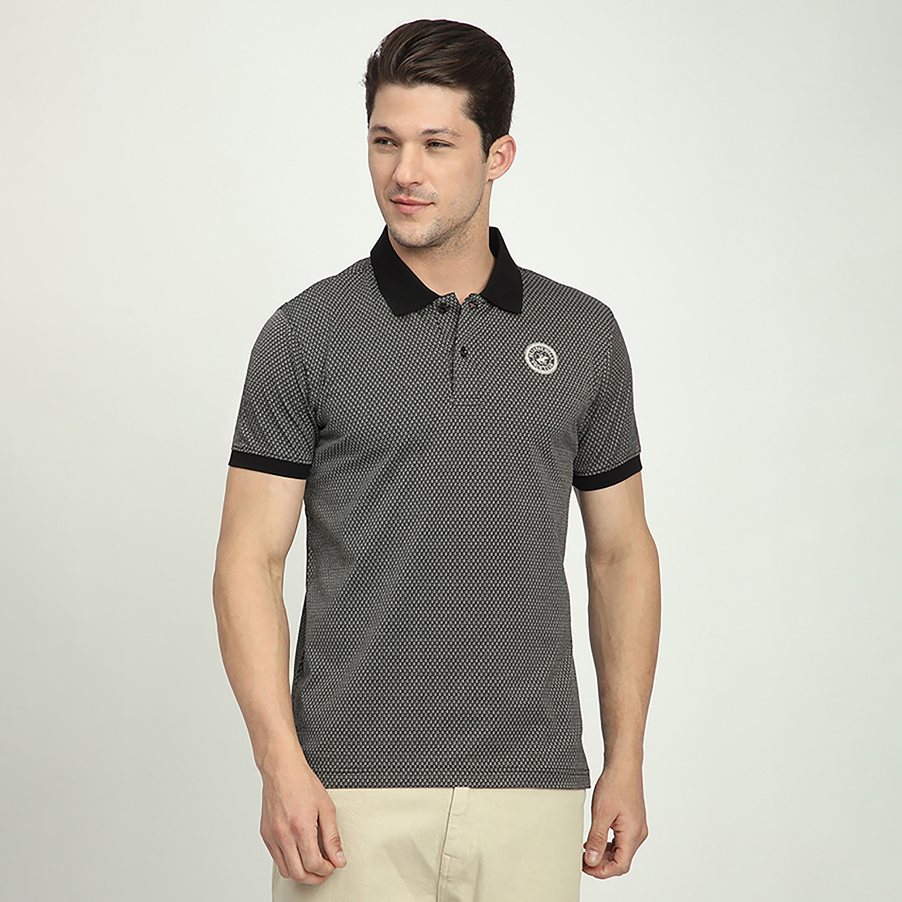 Beverly Hills Polo Club Textured Collared Short Sleeves Men's Polo T-Shirt-men-clothing-tshirtsandpolos-polos-image-1
