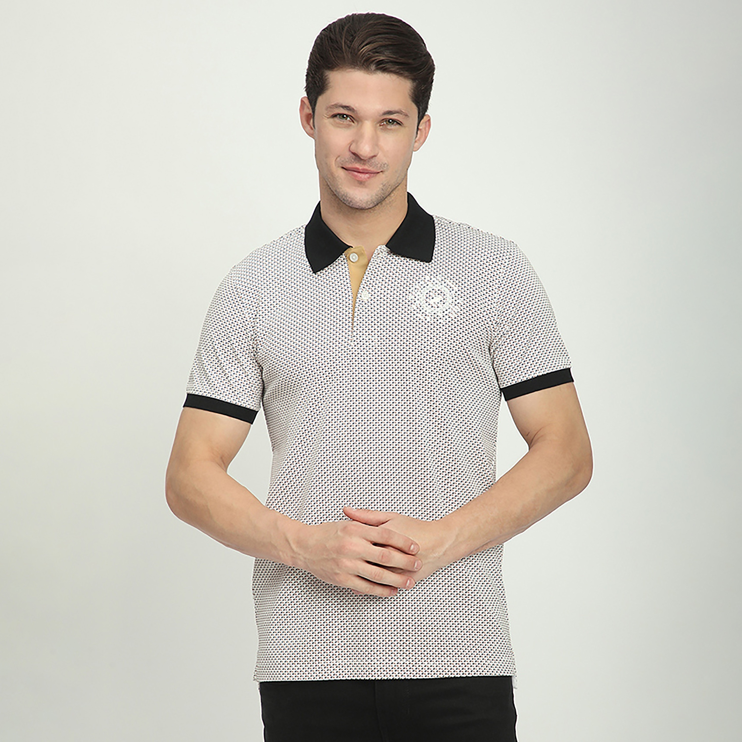 تي شيرت بولو رجالي بأكمام قصيرة وياقة منقوش من بيفرلي هيلز بولو كلوب-men-clothing-tshirtsandpolos-polos-image-1