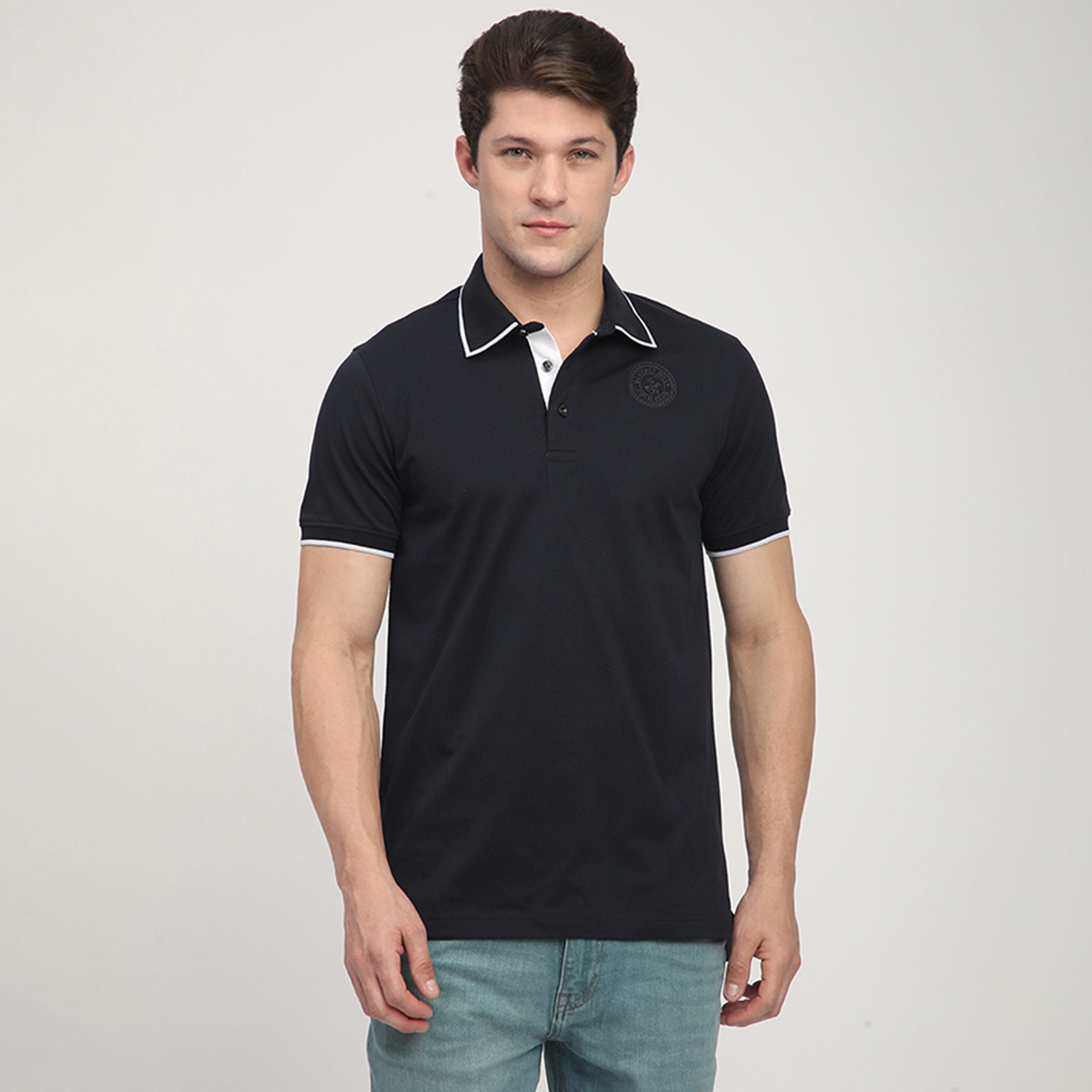 Beverly Hills Polo Club Textured Collared Short Sleeves Men's Polo T-Shirt-men-clothing-tshirtsandpolos-polos-image-1