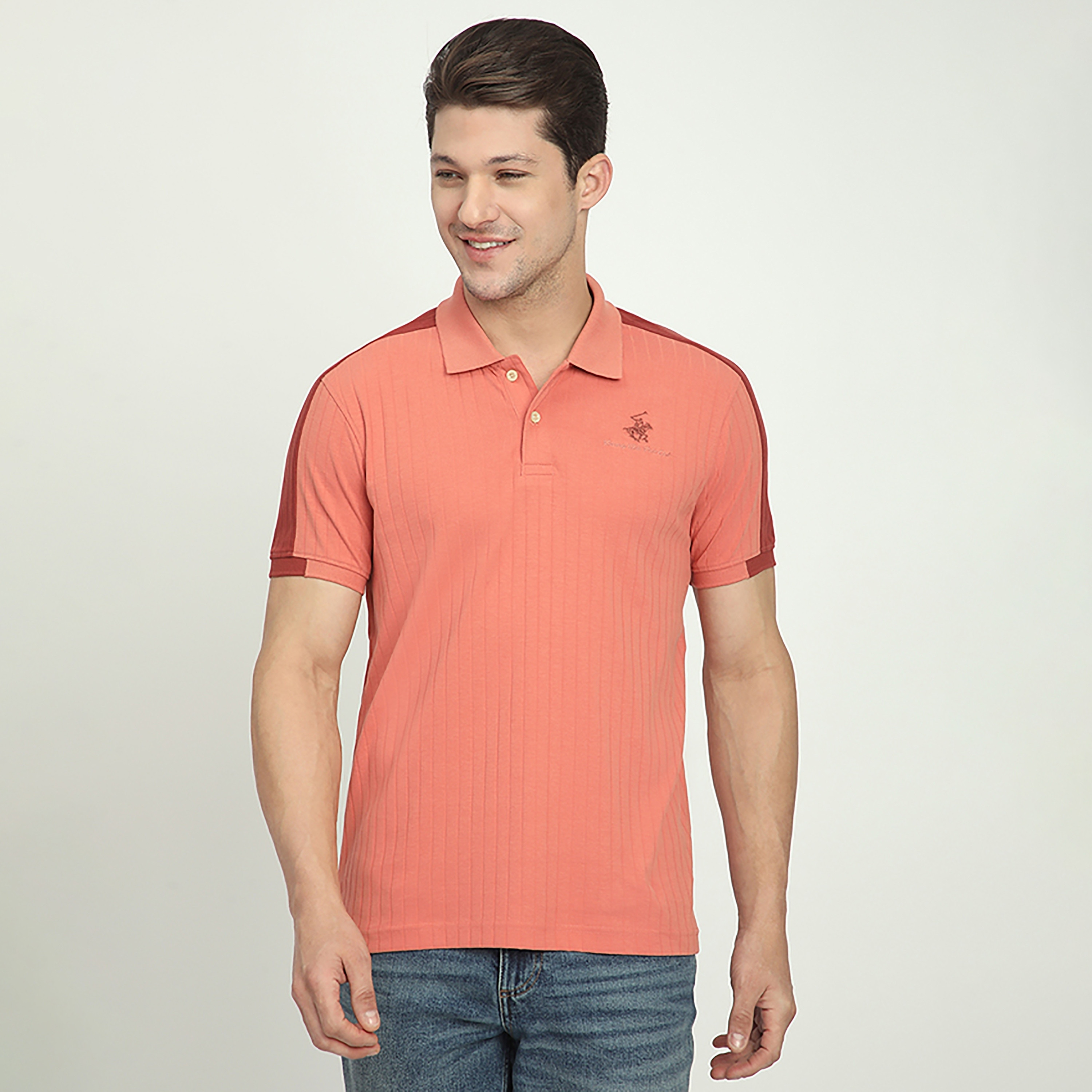 Beverly Hills Polo Club Ribbed Collared Short Sleeves Men's Polo T-Shirt-men-clothing-tshirtsandpolos-polos-image-1