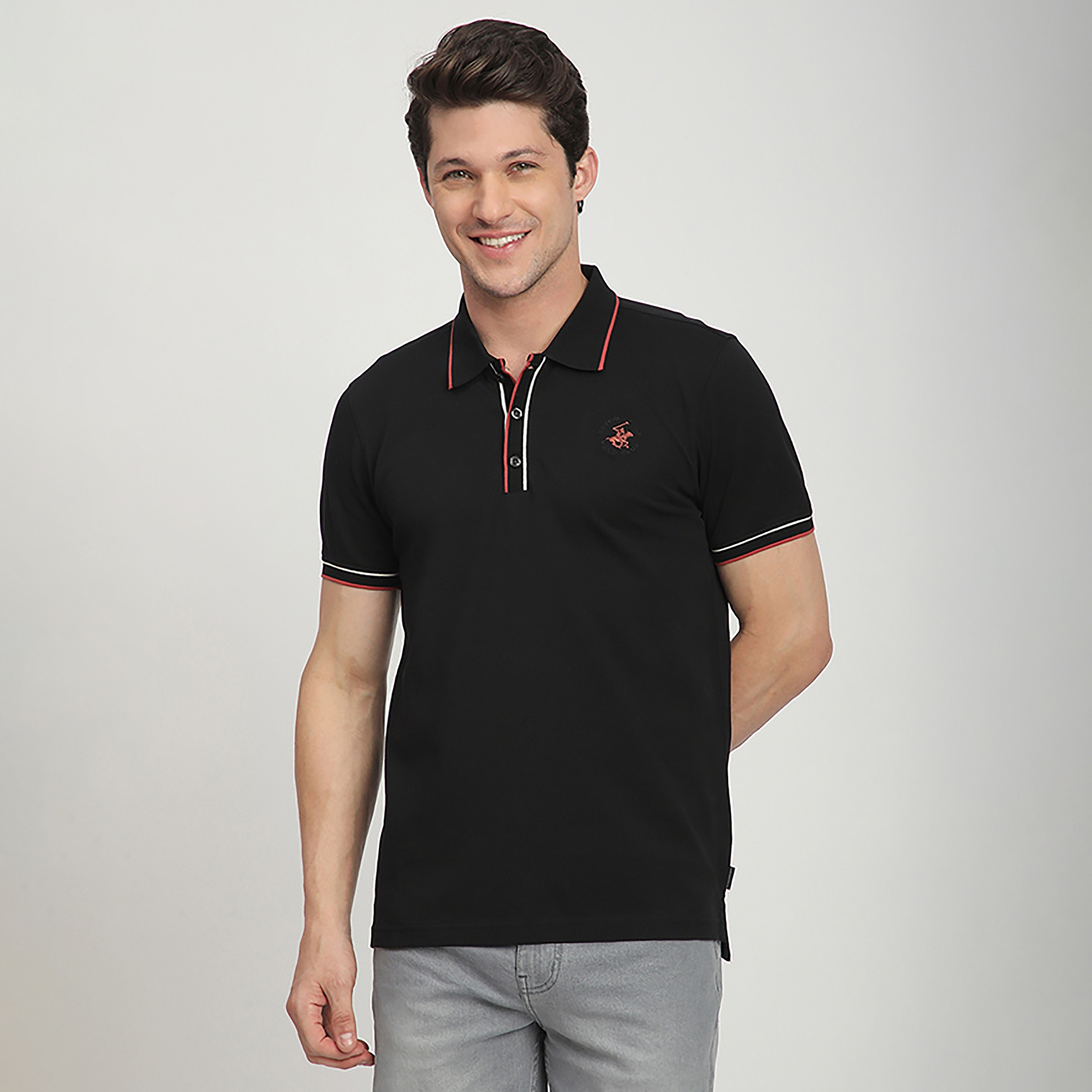 تي شيرت بولو رجالي سادة بأكمام قصيرة وياقة من بيفرلي هيلز بولو كلوب-men-clothing-tshirtsandpolos-polos-image-1