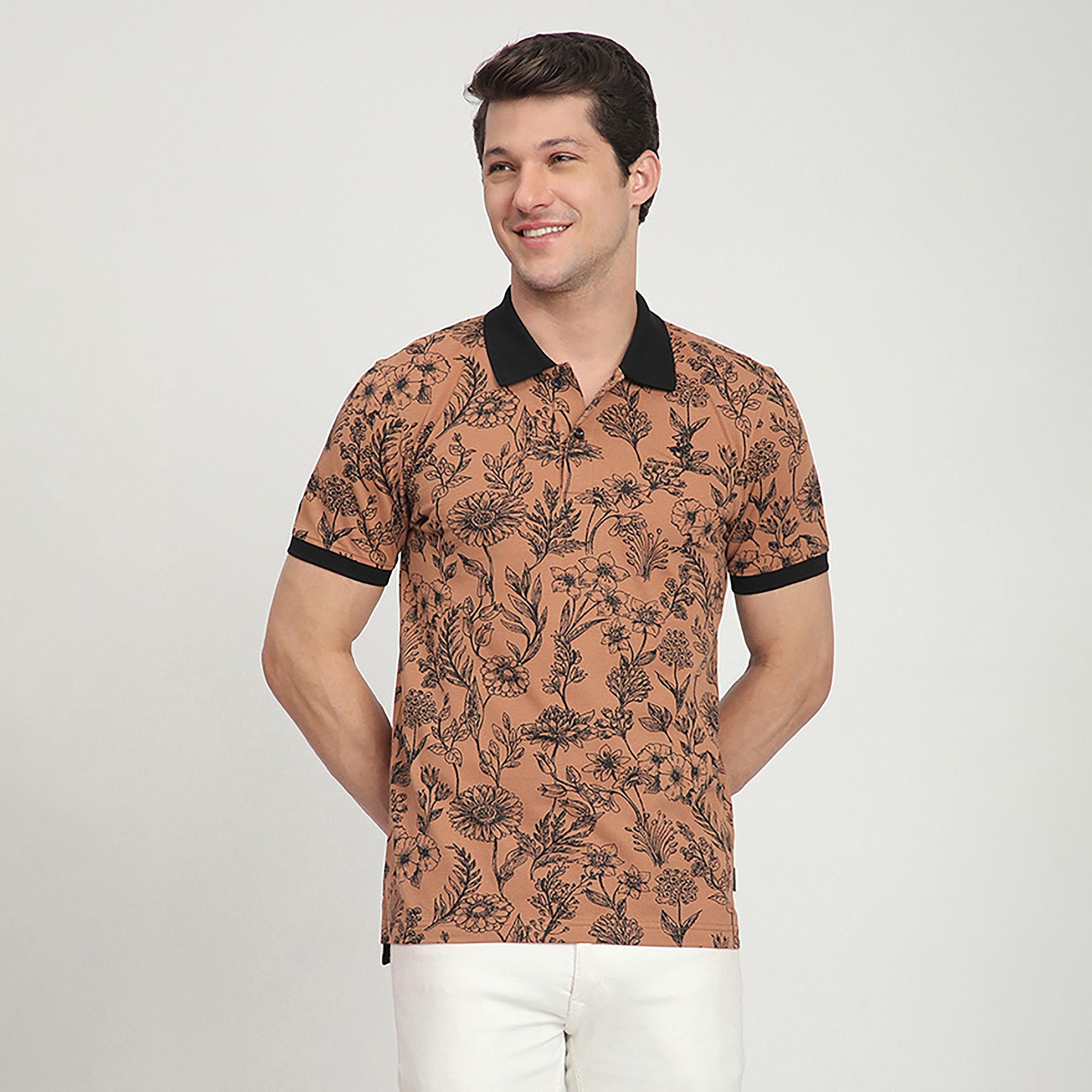 تي شيرت بولو رجالي بأكمام قصيرة وياقة مزينة بالزهور من بيفرلي هيلز بولو كلوب-men-clothing-tshirtsandpolos-polos-image-1