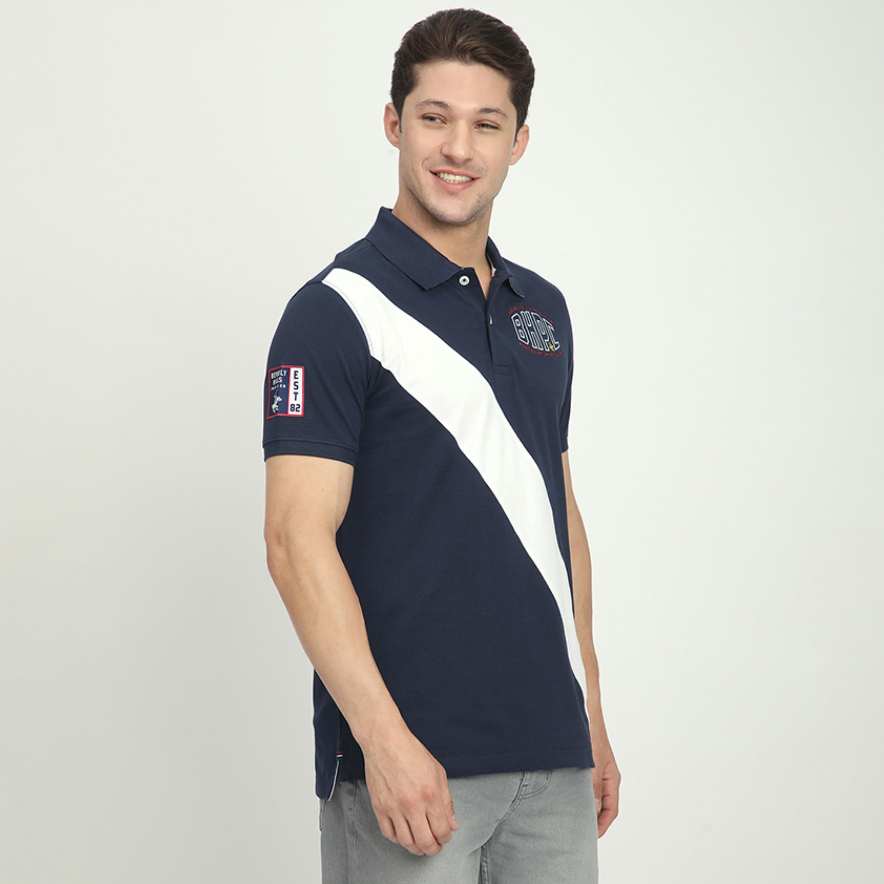 تي شيرت بولو رجالي بأكمام قصيرة وياقة وخطوط قطرية من بيفرلي هيلز بولو كلوب-men-clothing-tshirtsandpolos-polos-image-1