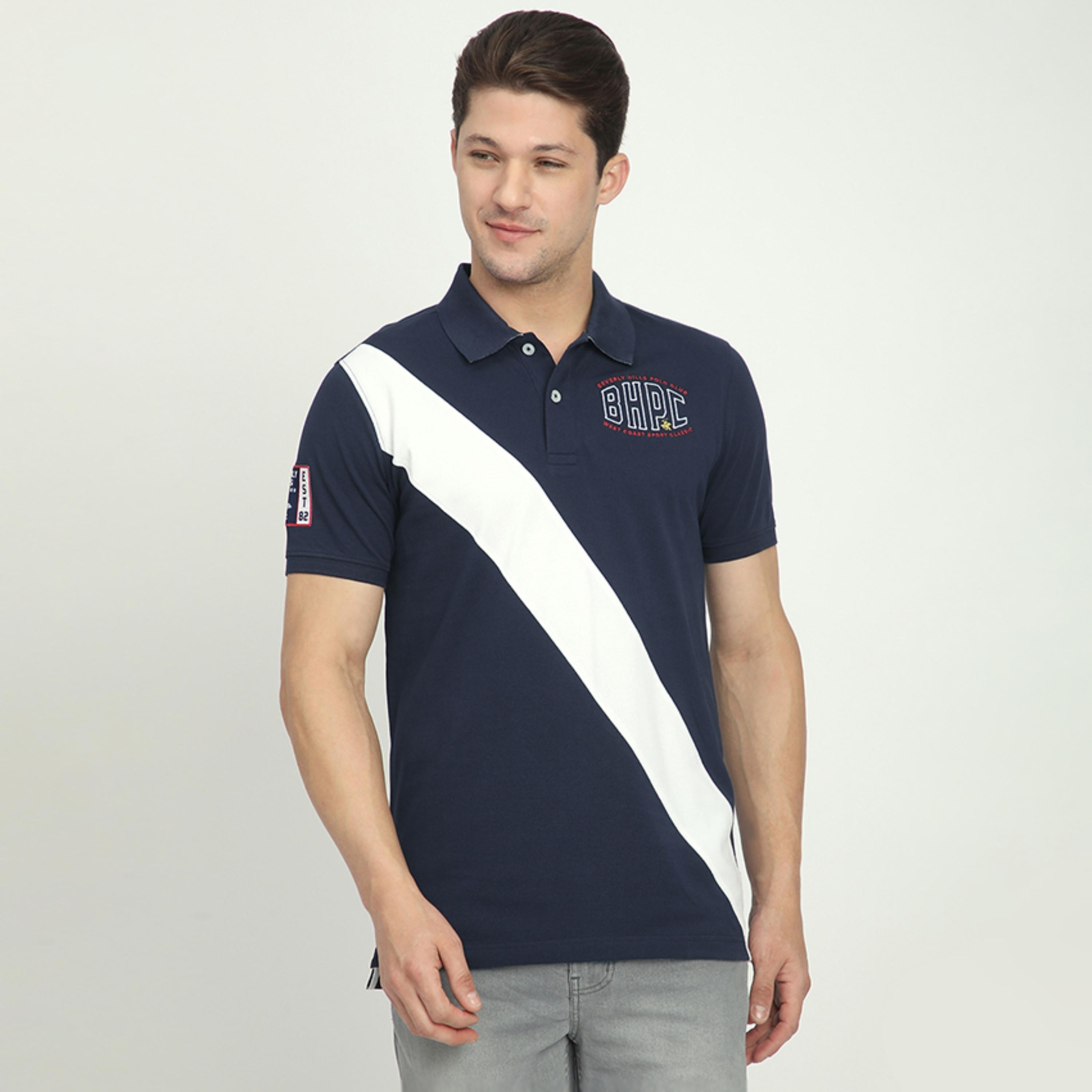 Beverly Hills Polo Club Diagonal Striped Collared Short Sleeves Men's Polo T-Shirt-men-clothing-tshirtsandpolos-polos-image-2